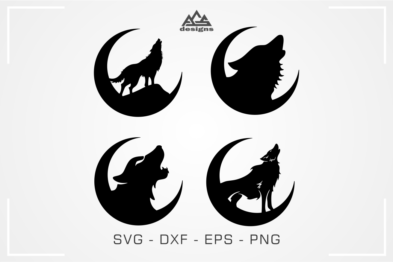 Download Wolf Howling Moon Svg Design By AgsDesign | TheHungryJPEG.com