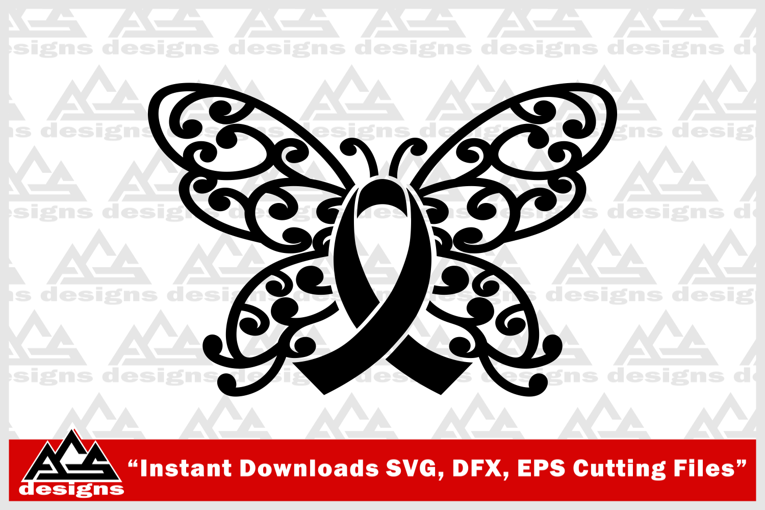 Butterfly Cancer Awareness Ribbon Svg Design By AgsDesign ...