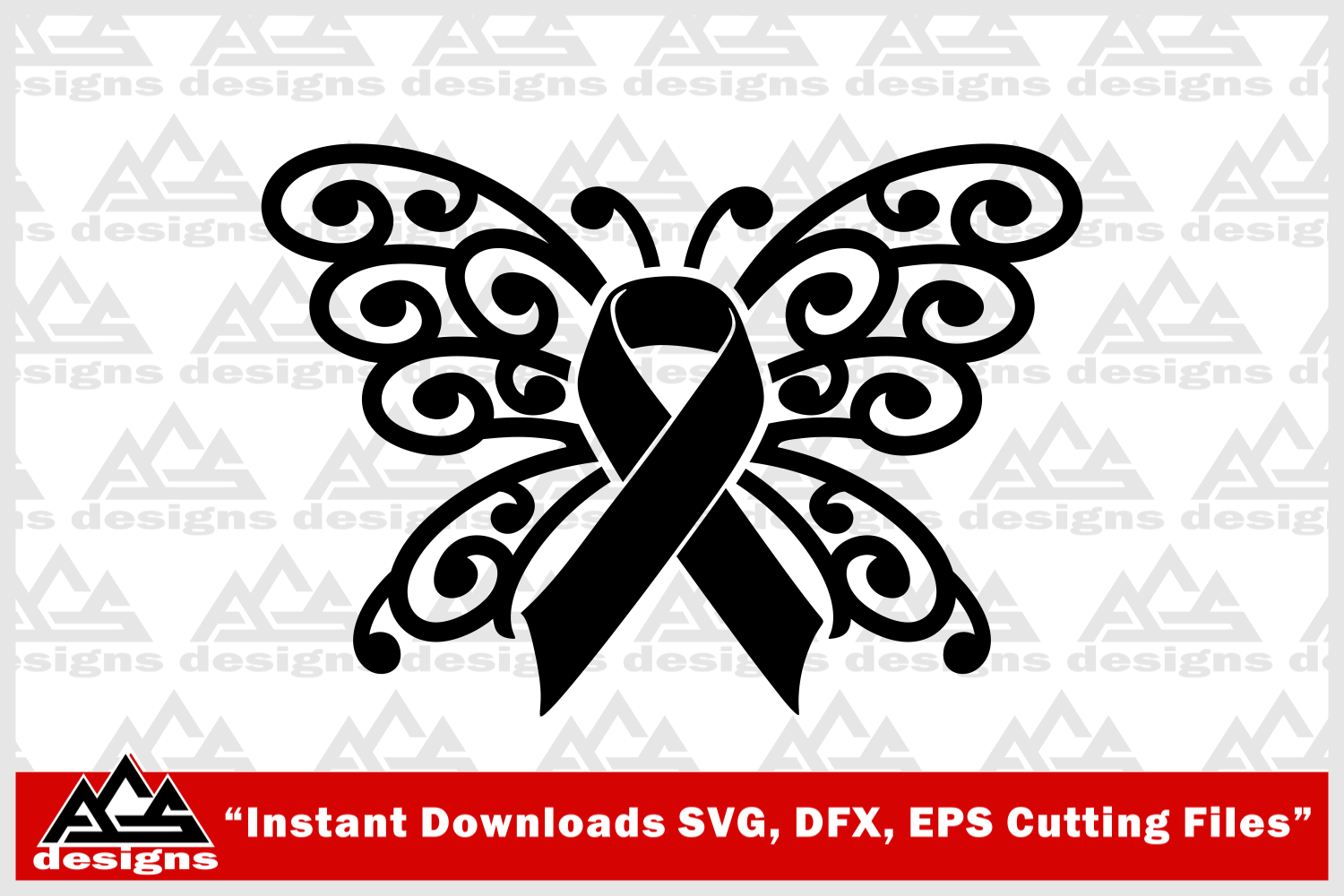 Butterfly Cancer Awareness Ribbon Svg Design By AgsDesign | TheHungryJPEG