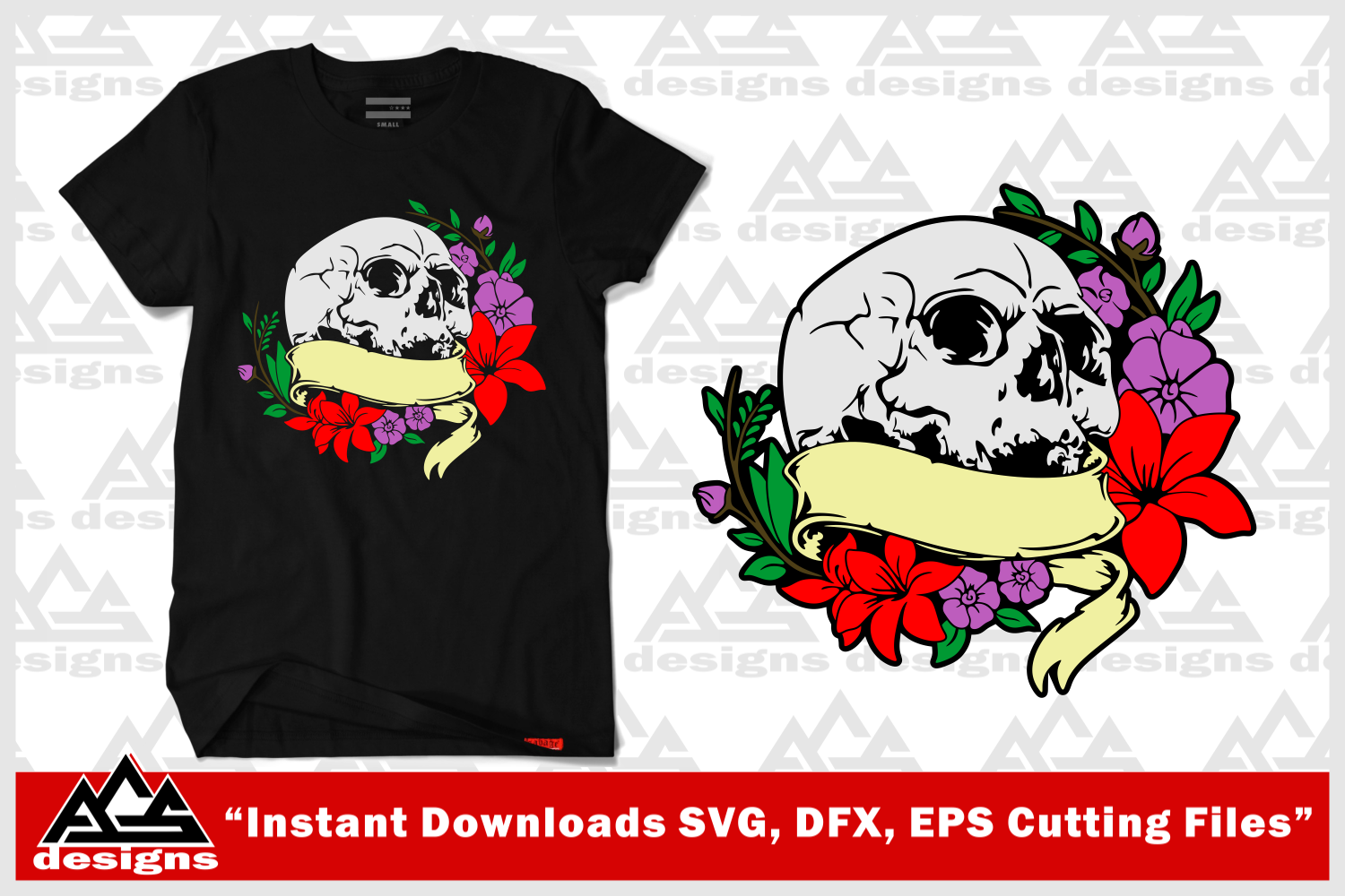 Download Skull Flower Svg Design By AgsDesign | TheHungryJPEG.com