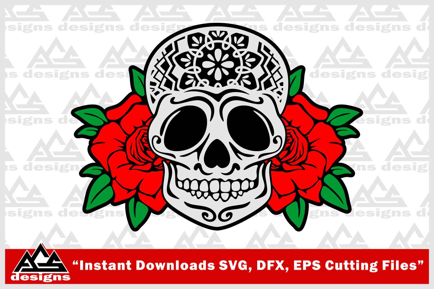 Download Sugar Skull Rose Svg Design By AgsDesign | TheHungryJPEG.com