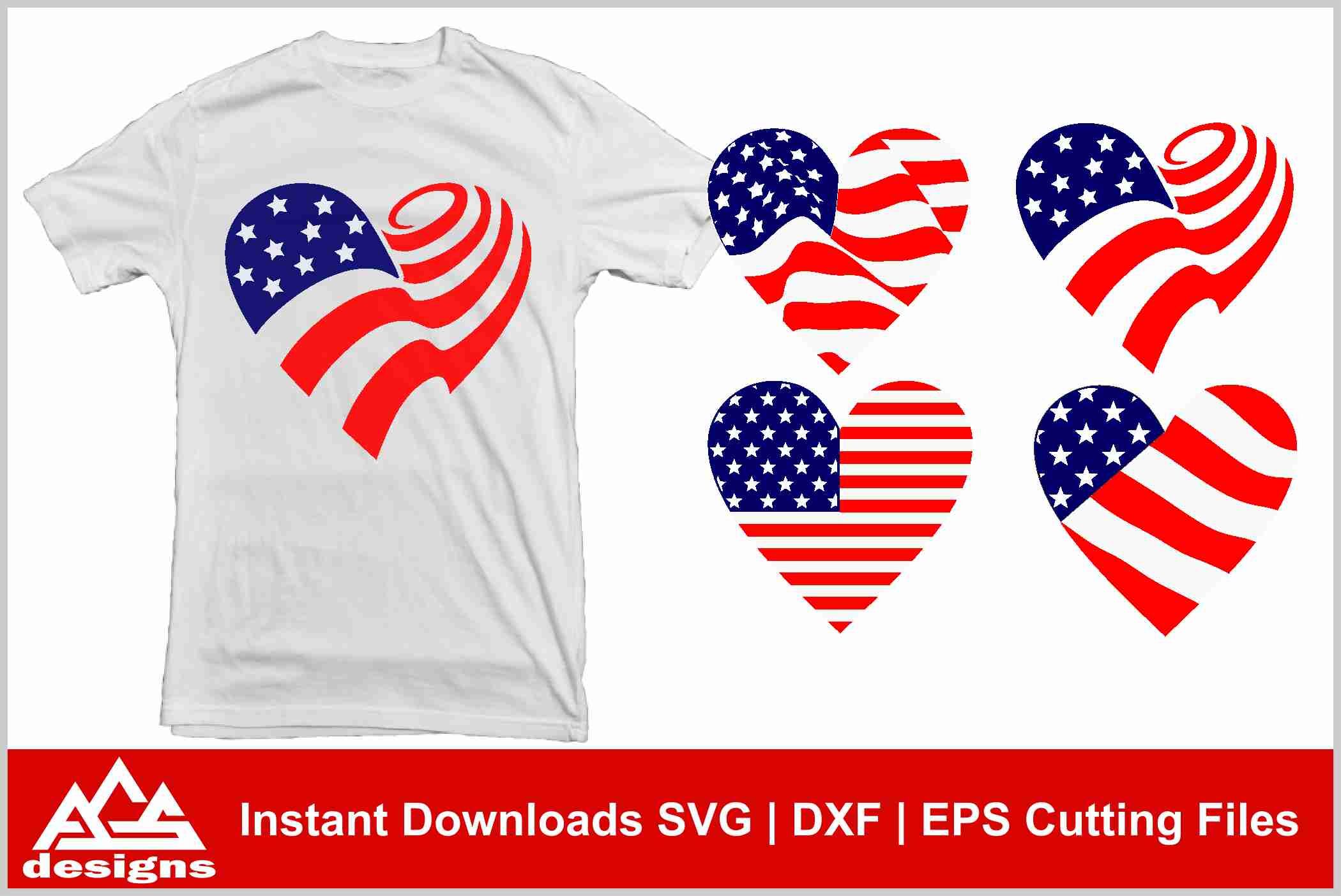 Usa Flag Heart Love Svg Design By Agsdesign Thehungryjpeg Com