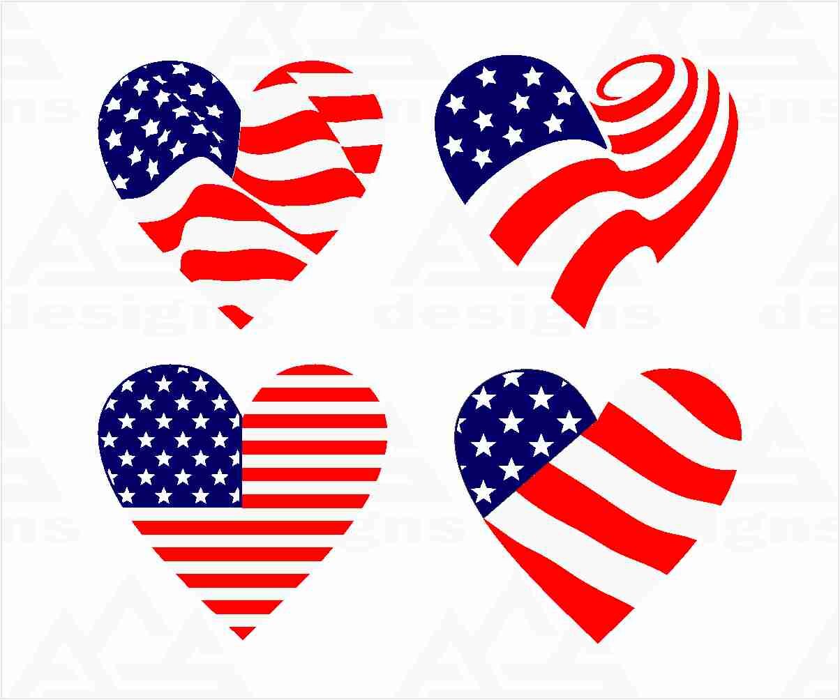 Usa Flag Heart Love Svg Design By AgsDesign | TheHungryJPEG