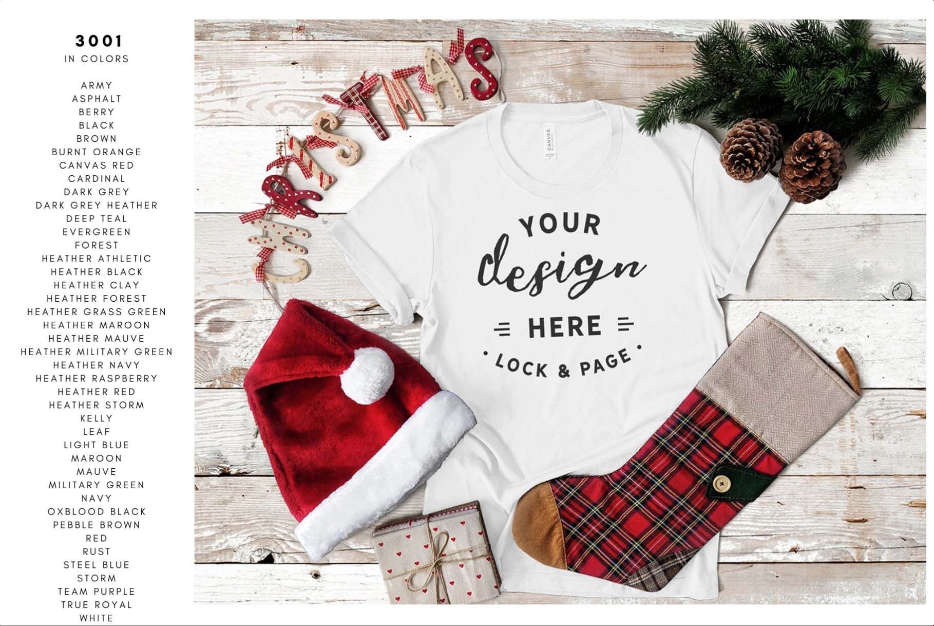 Download Xmas Bella Canvas 3001 T Shirt Mockup Mega Bundle Festive Style By Lock And Page Thehungryjpeg Com