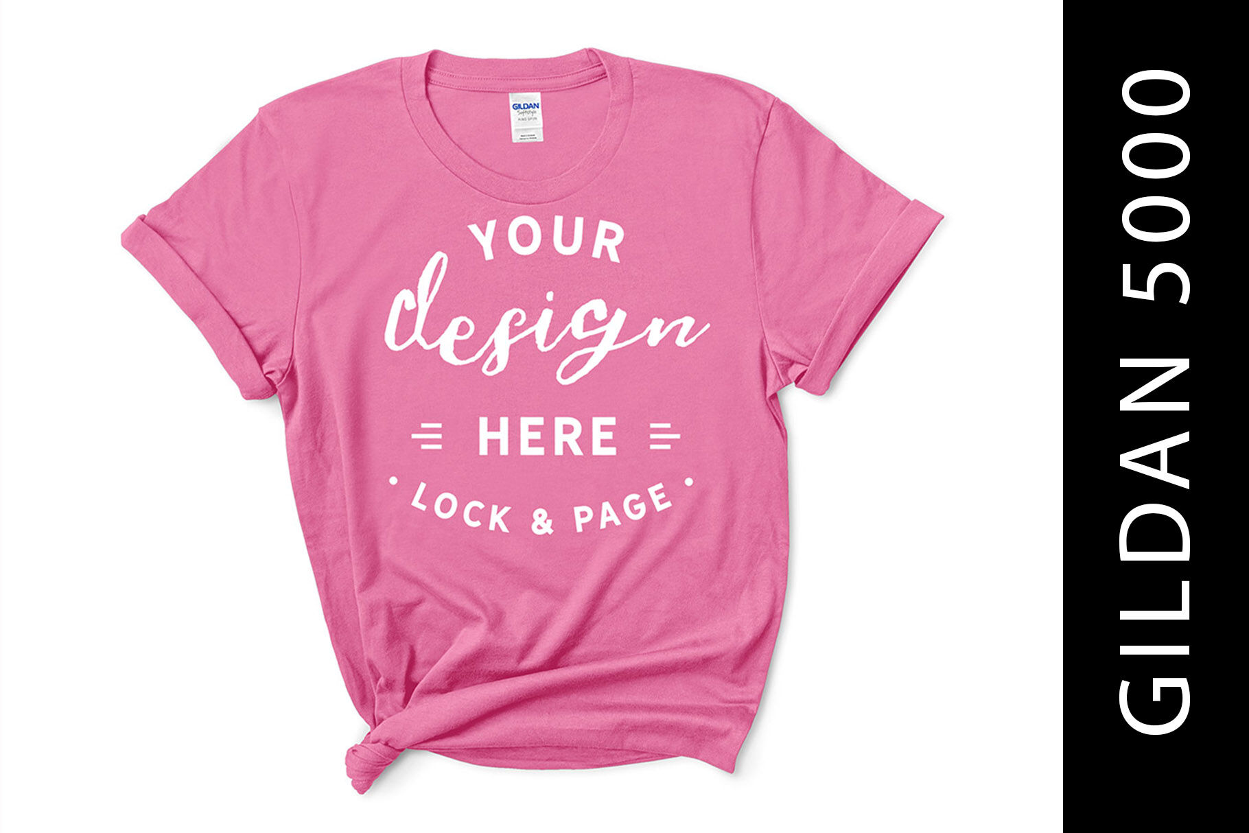 Pink Theme Women Styled Unisex T-shirt Flat Lay Pink Summer Outfit Inspiration Mockup Heliconia Gildan Mockup T-shirt Style2