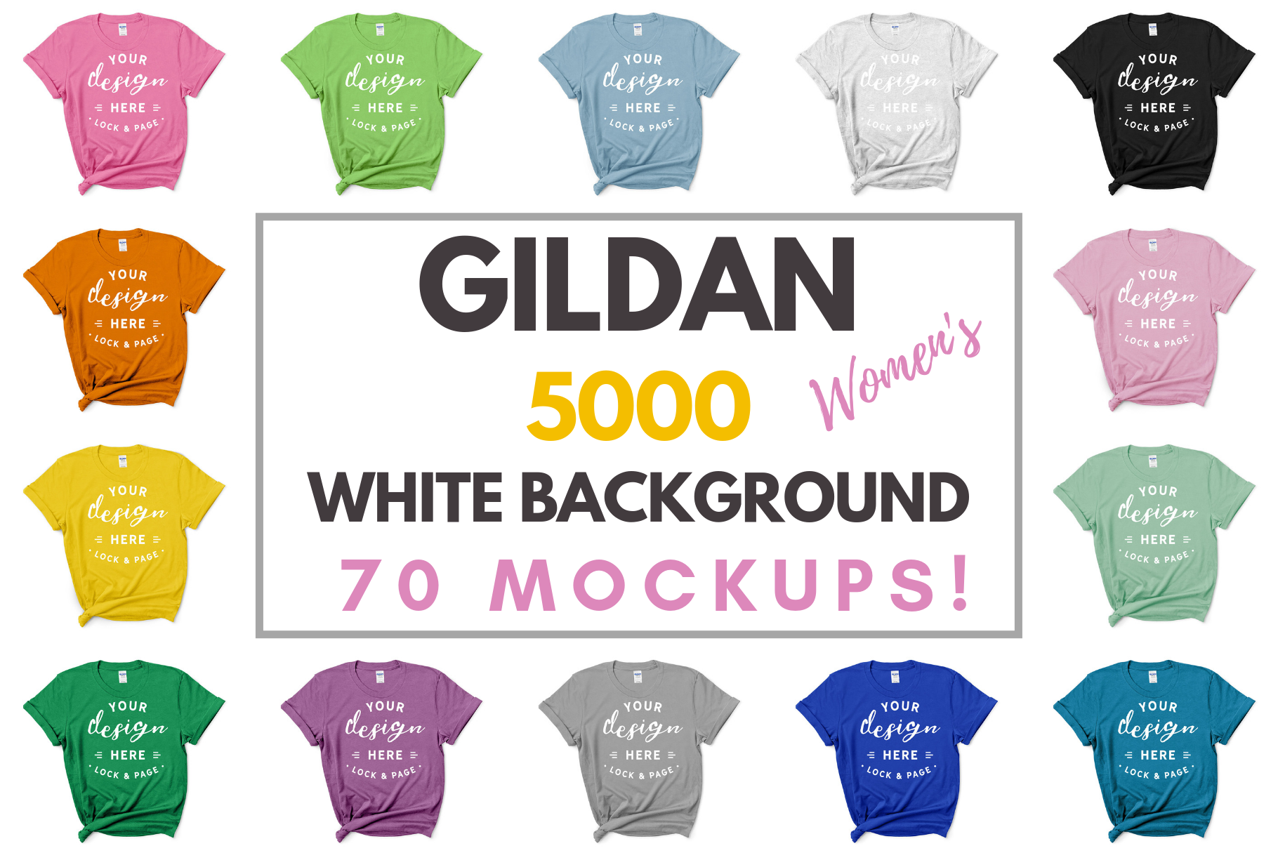 Download Gildan 5000 Feminine Knotted T Shirt Mockup Bundle On White By Lock And Page Thehungryjpeg Com
