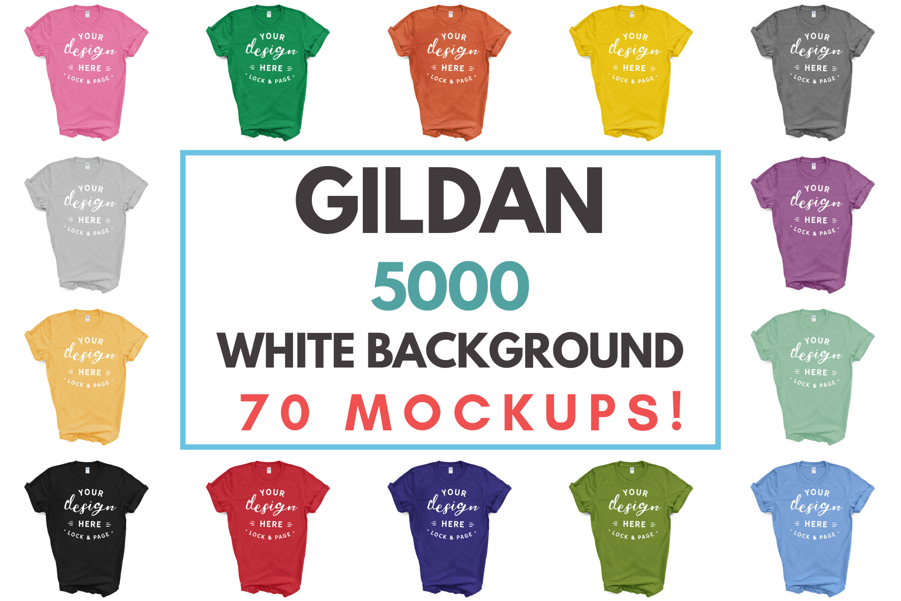 Download Gildan 5000 Masculine Unisex T Shirt Mockup Bundle On White By Lock And Page Thehungryjpeg Com
