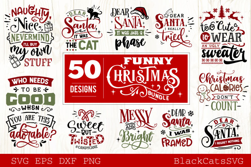 Funny Christmas Svg Bundle 50 Designs By Blackcatssvg Thehungryjpeg Com