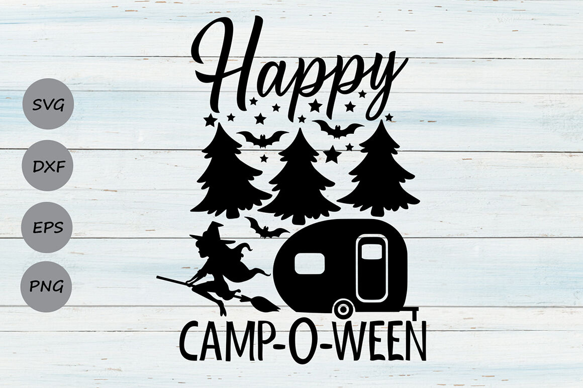 Happy Campoween Svg Halloween Svg Camping Svg Camper Svg By Cosmosfineart Thehungryjpeg Com