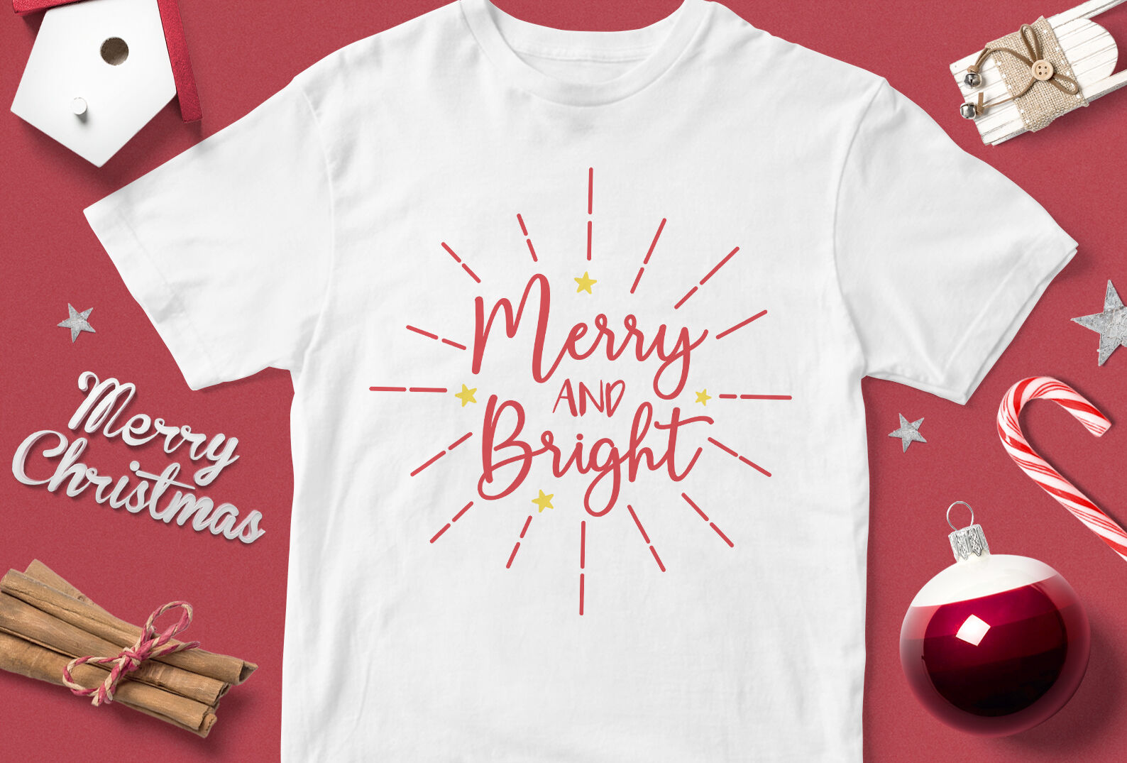 Merry And Bright Funny Christmas Quotes Svg By Cuttingsvg Thehungryjpeg Com