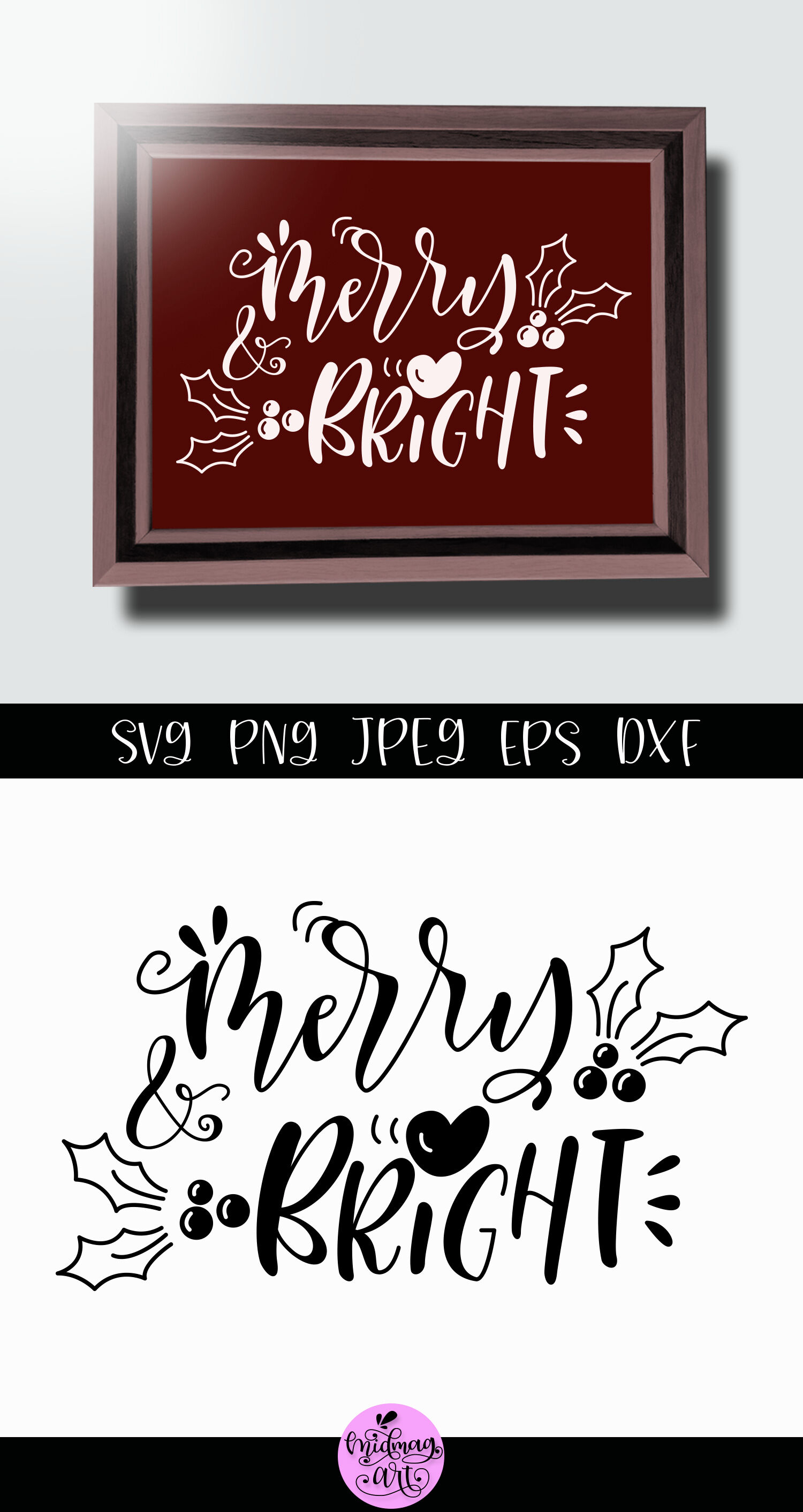 Merry And Bright Svg Merry And Bright Sign Svg Christmas Svg By Midmagart Thehungryjpeg Com