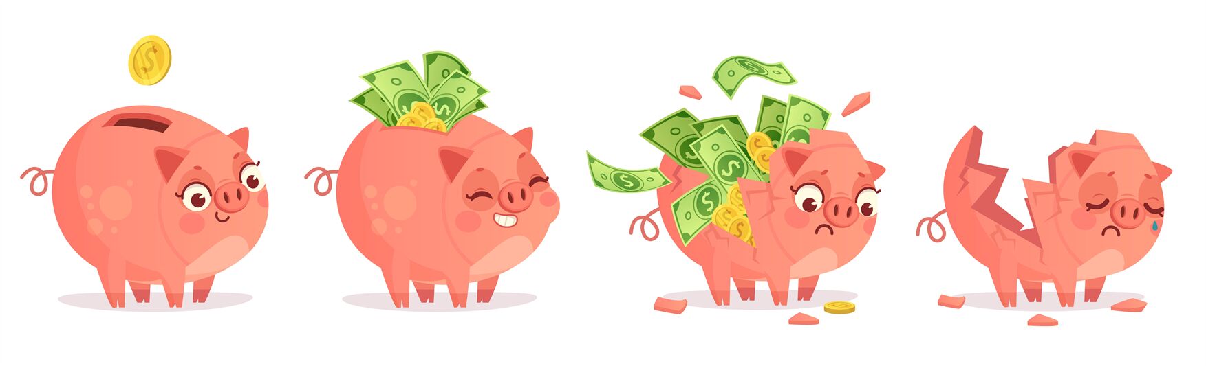 Cartoon piggy bank. Savings, bank deposit and save money investments. By  Tartila | TheHungryJPEG