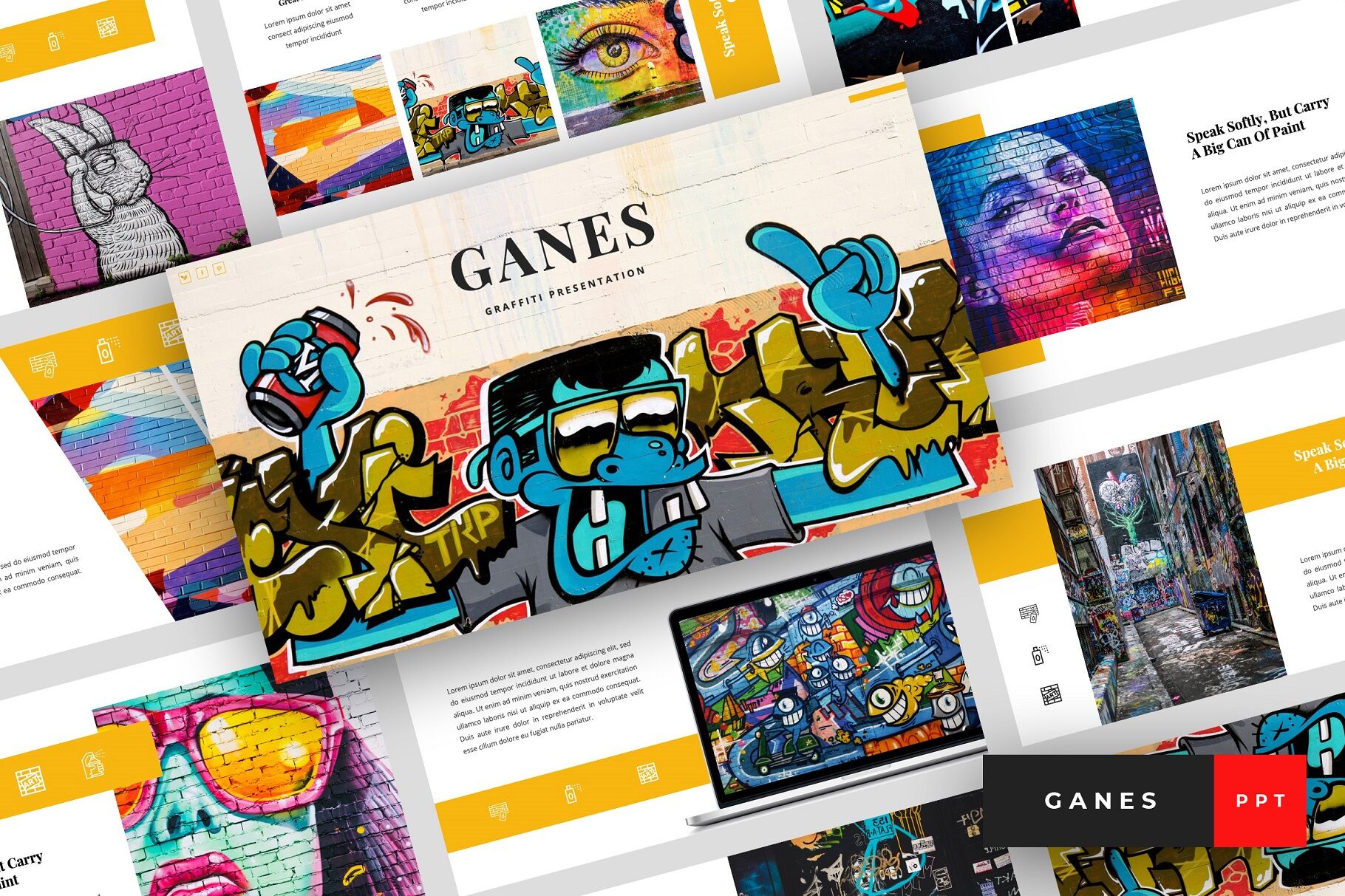 Ganes Graffiti PowerPoint Template By StringLabs TheHungryJPEG