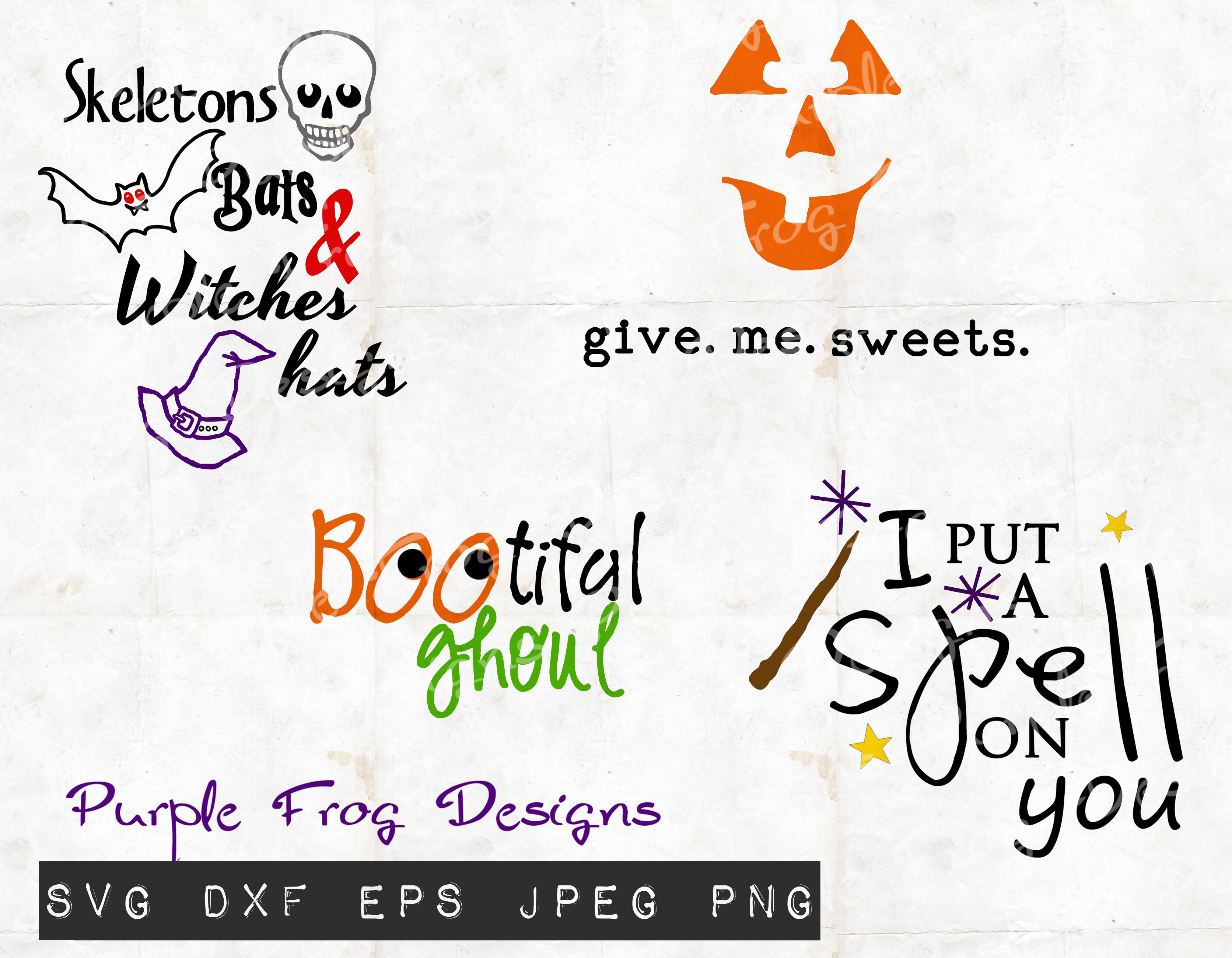 Bats Witches Hats Halloween Svg Cut Files By Purple Frog Designs Thehungryjpeg Com