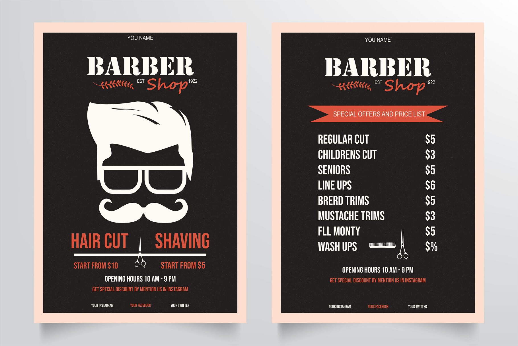 Barber Shop Flyers Template from media1.thehungryjpeg.com