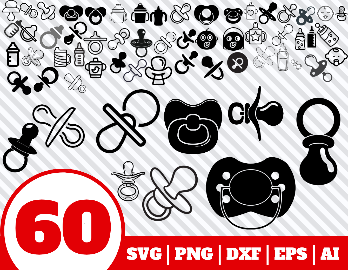 60 BABY PACIFIER SVG - baby pacifier clipart - baby shower ...