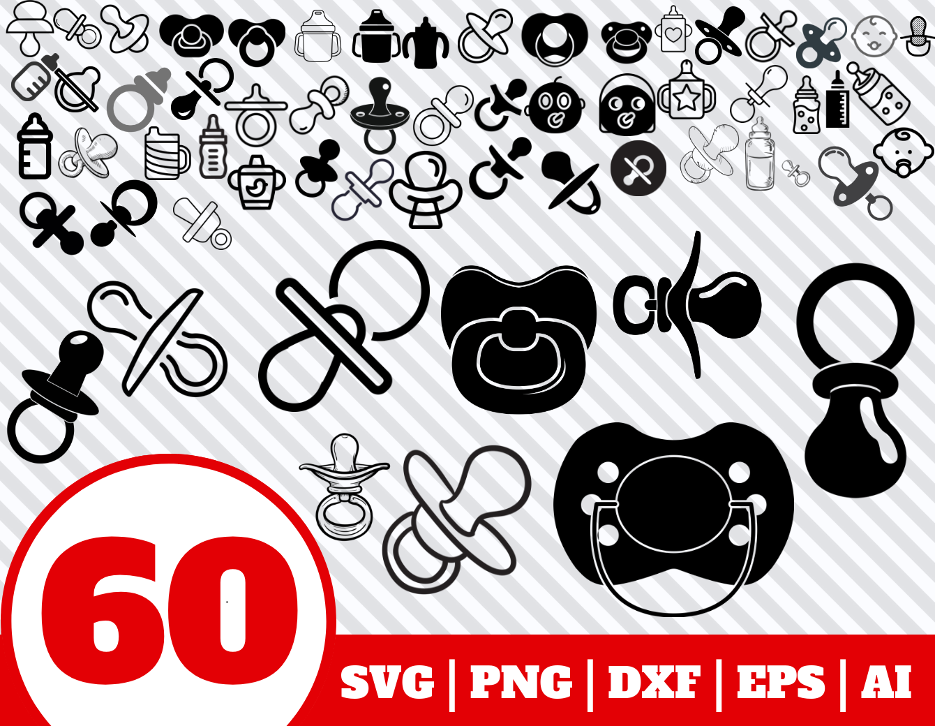 Download 60 BABY PACIFIER SVG - baby pacifier clipart - baby shower vector By SanFran | TheHungryJPEG.com