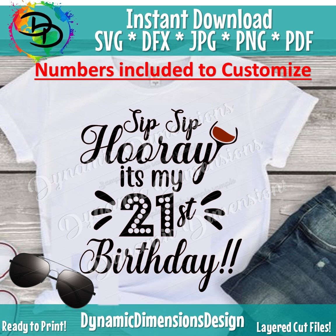 Download Its My Birthday Sip Sip Hooray Wine Svg Birthday Svg Birthday Shi By Dynamic Dimensions Thehungryjpeg Com SVG, PNG, EPS, DXF File