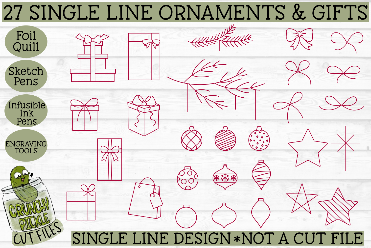 Foil Quill 27 Christmas Ornaments Gifts Set Single Line Svg Design By Crunchy Pickle Thehungryjpeg Com