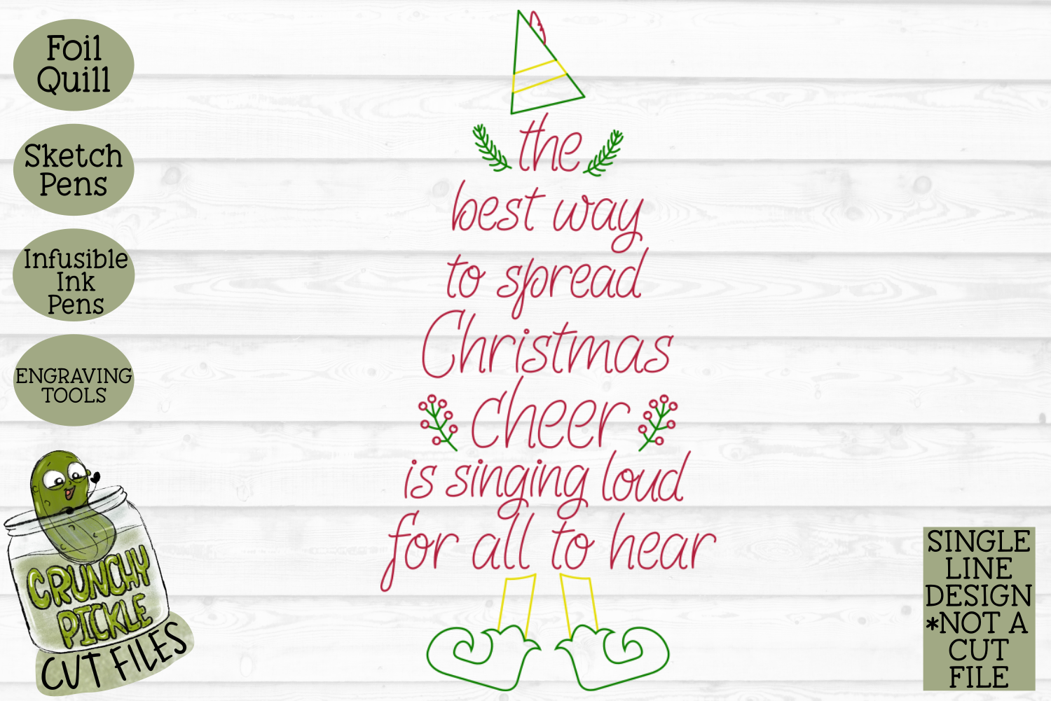 Foil Quill Christmas Card Christmas Cheer Elf Phrase By Crunchy Pickle Thehungryjpeg Com