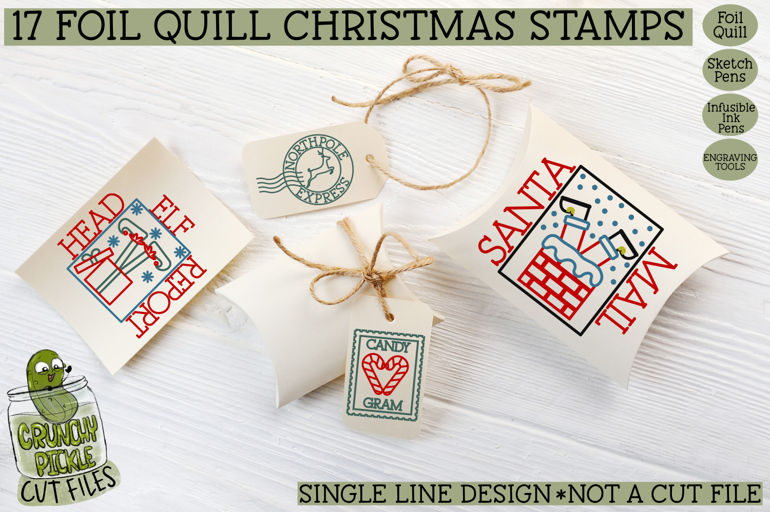 Foil Quill 17 Christmas Stamps By Crunchy Pickle Thehungryjpeg Com