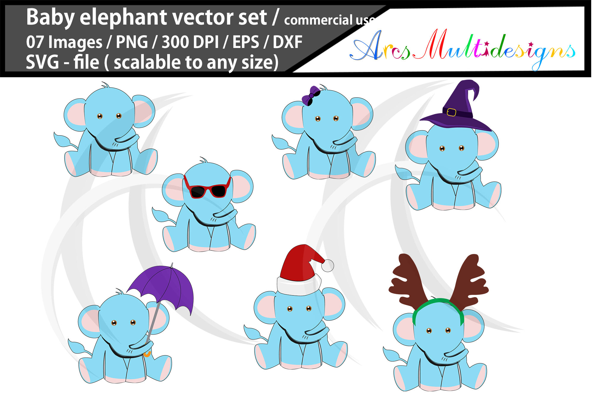 Baby Elephant Svg Baby Elephant Clipart Vector By Arcsmultidesignsshop Thehungryjpeg Com