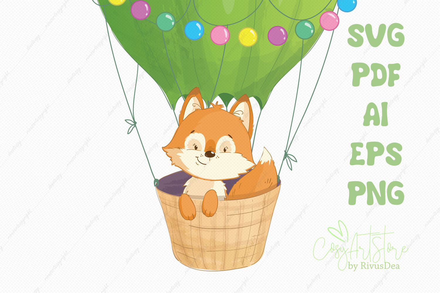 Download Baby Fox Hot Air Balloon Svg Commercial Free Download Up Up And Go P By Rivus Art Thehungryjpeg Com