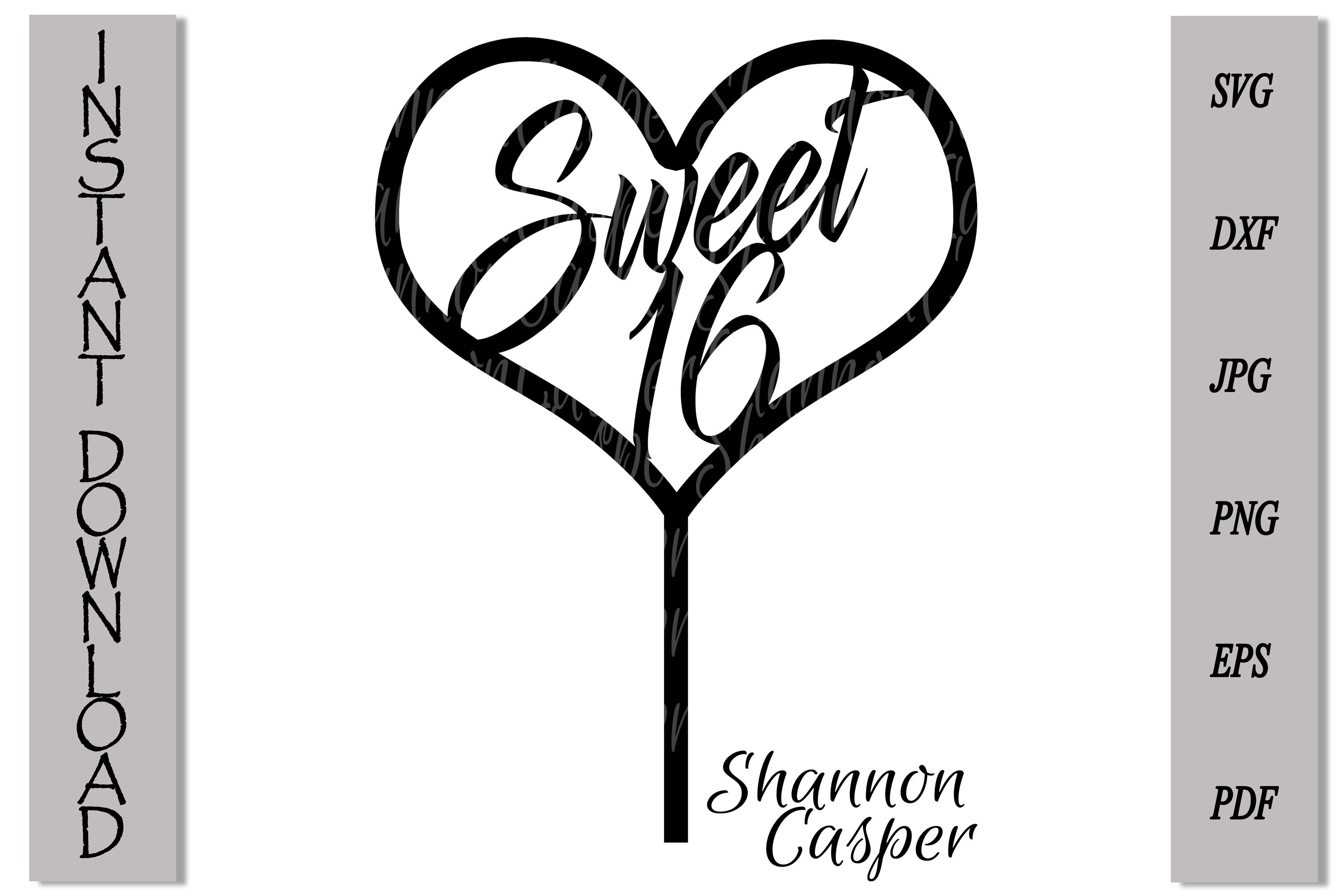 Download Sweet 16 Birthday Cake Topper By Shannon Casper Thehungryjpeg Com