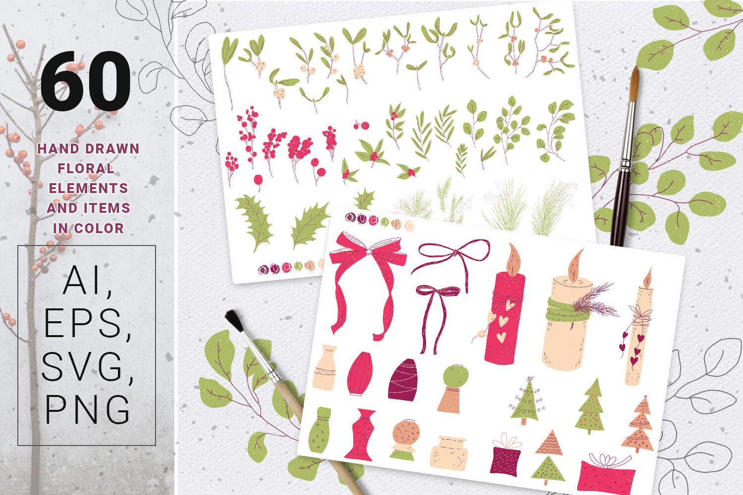 Mistletoe Christmas Design Kit By Zzorna Art Thehungryjpeg Com