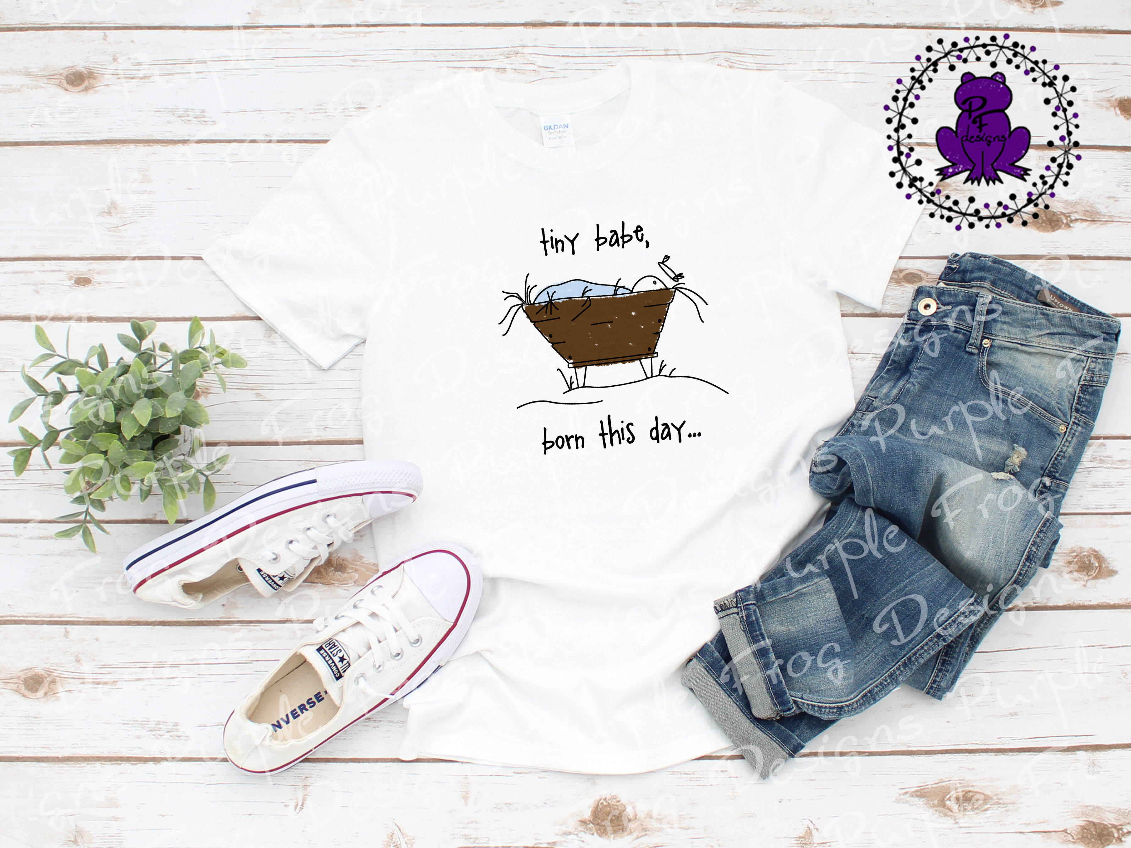 Tiny Babe Jesus Christmas Shirt Png Design By Purple Frog Designs Thehungryjpeg Com