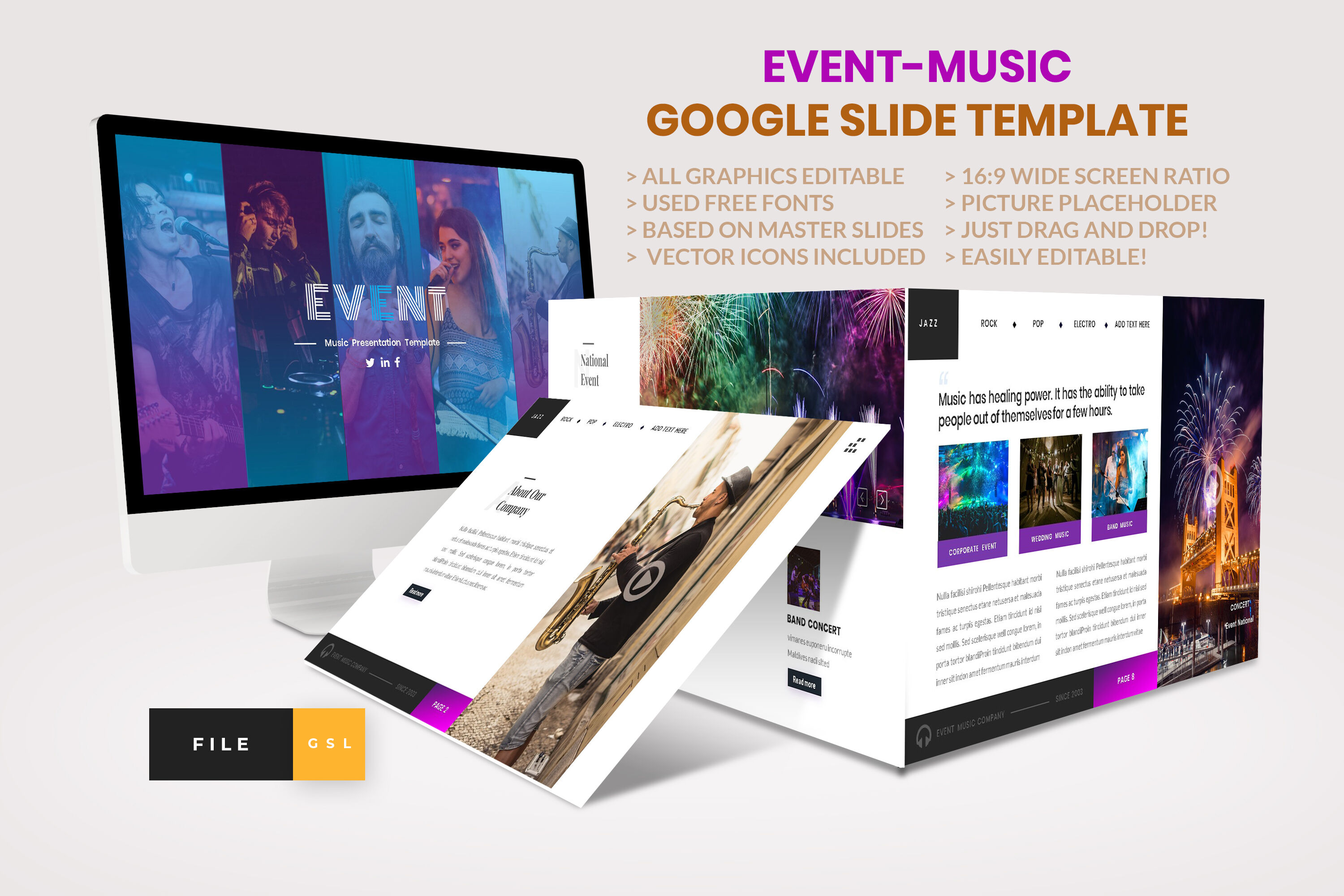Event Music Google Slide Template By ArtStoreID