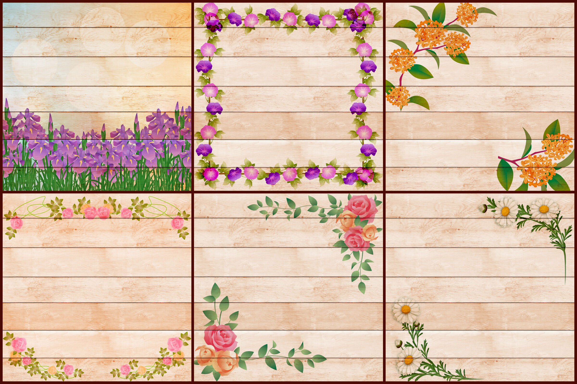 Download Natural Wood with Floral Accents Digital Papers By Me and ...