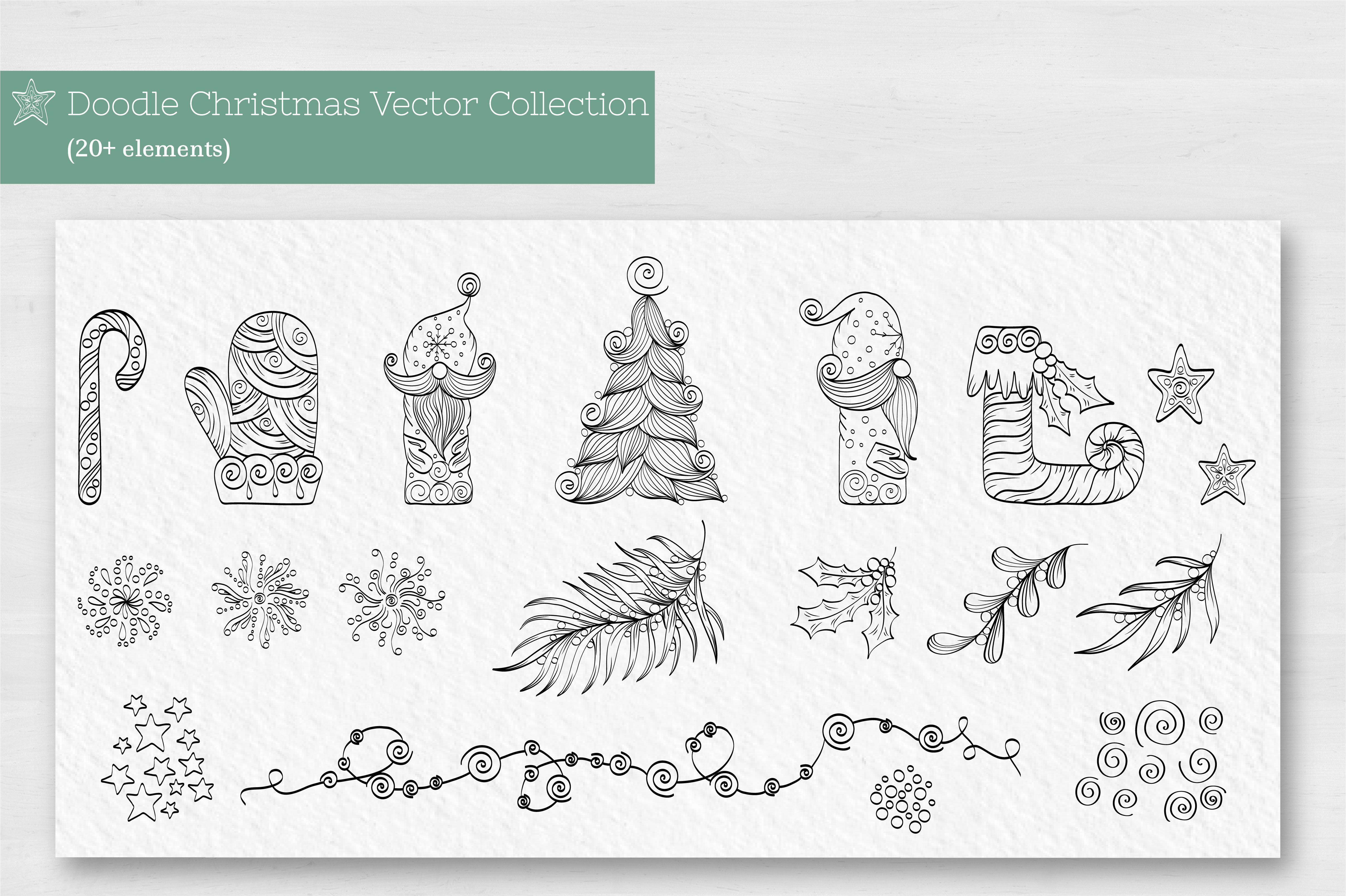 Doodle Christmas Vector Collection By Zenart Studio By Tatyana Matsiushkova Thehungryjpeg Com