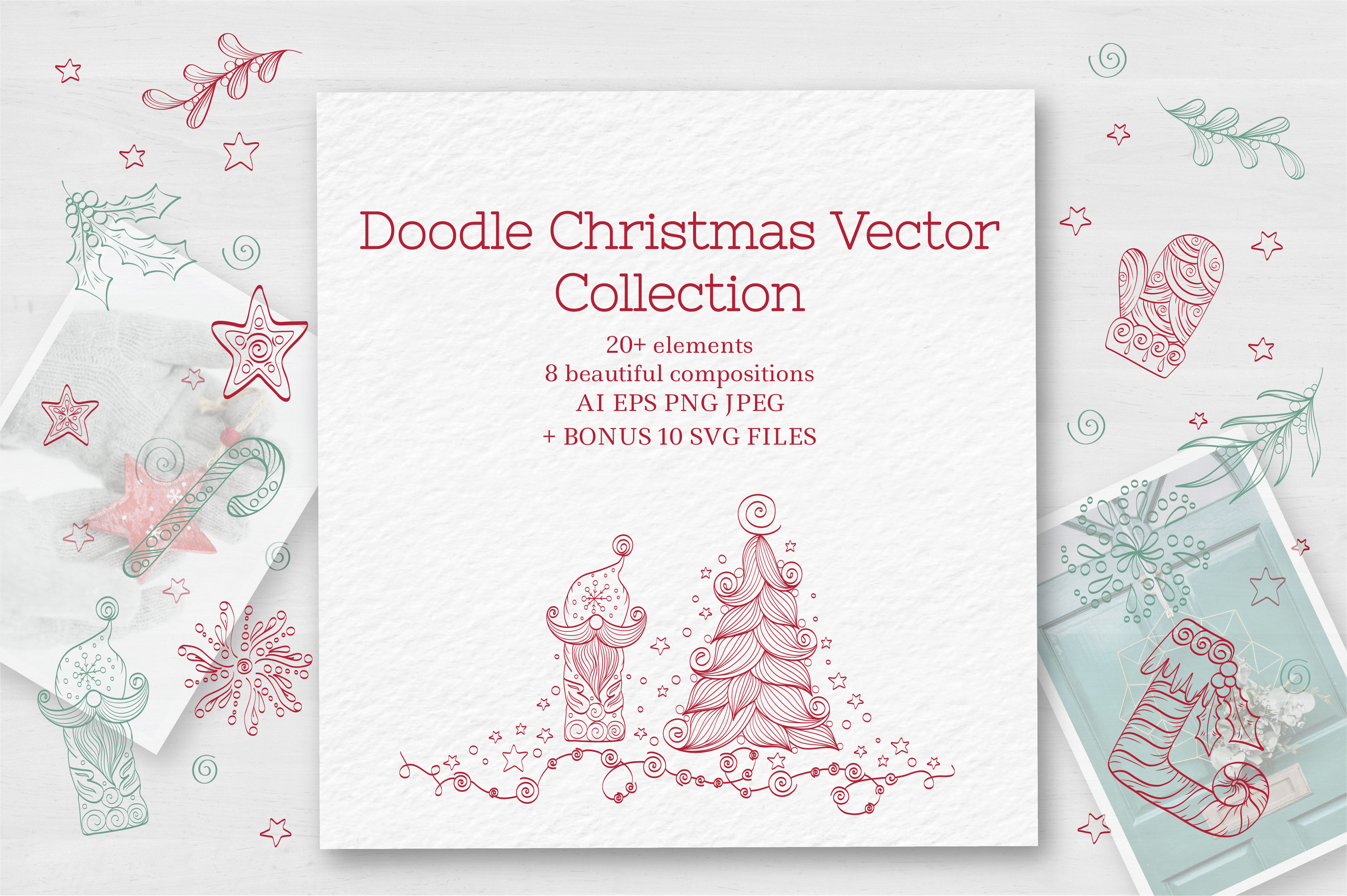 Doodle Christmas Vector Collection By Zenart Studio By Tatyana Matsiushkova Thehungryjpeg Com