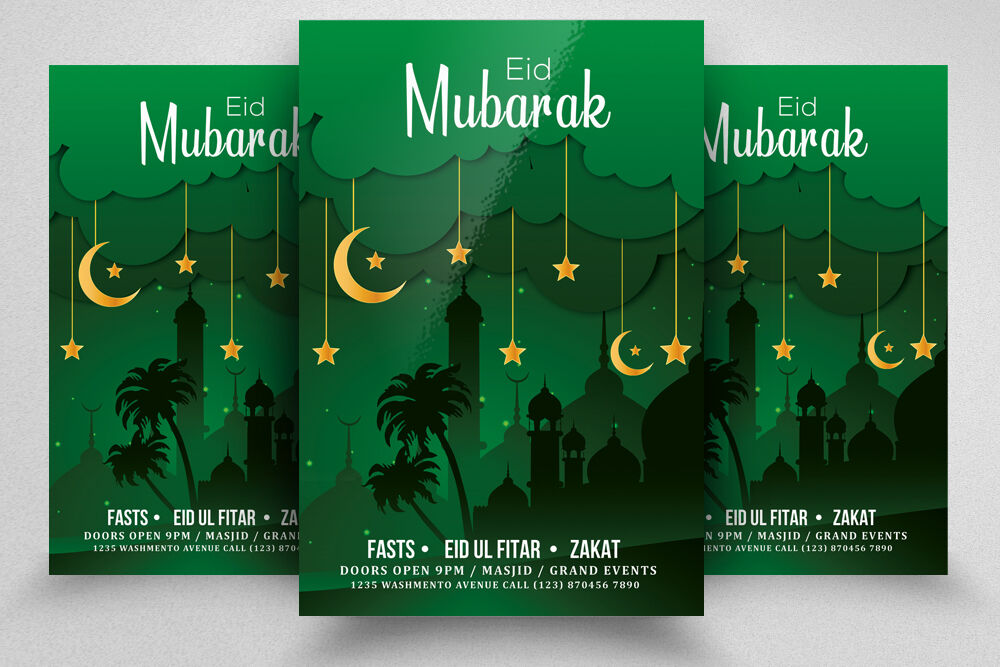 Eid Mubarak Islamic Festival Flyer Poster By Designhub Thehungryjpeg Com