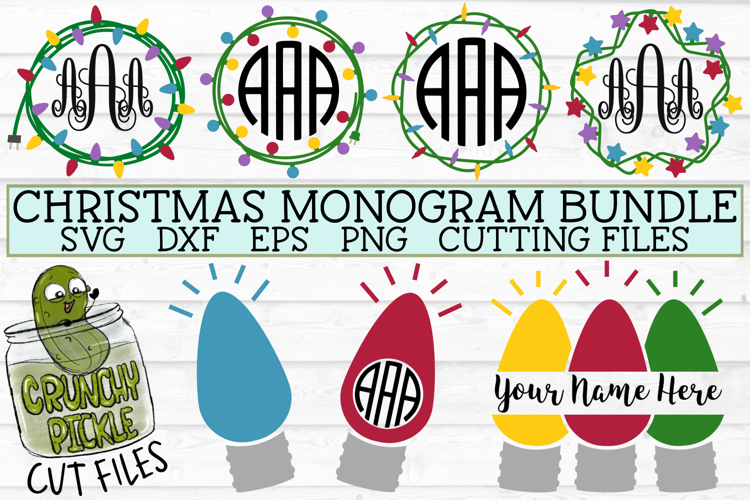 Download Christmas Lights Monogram Frame Svg Bundle By Crunchy Pickle Thehungryjpeg Com