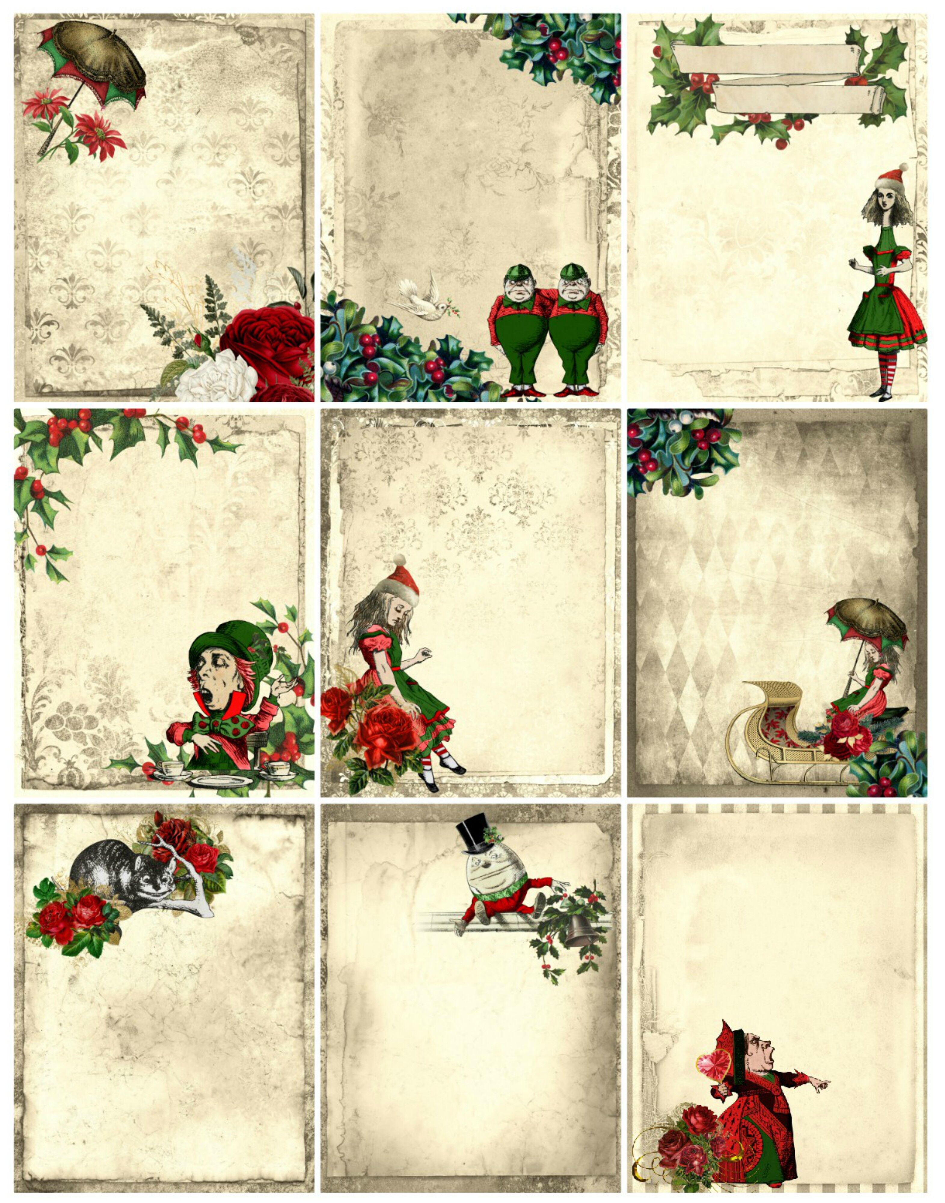 Alice In Wonderland Christmas Collage Sheet Pdf By Scrapbook Attic Studio Thehungryjpeg Com