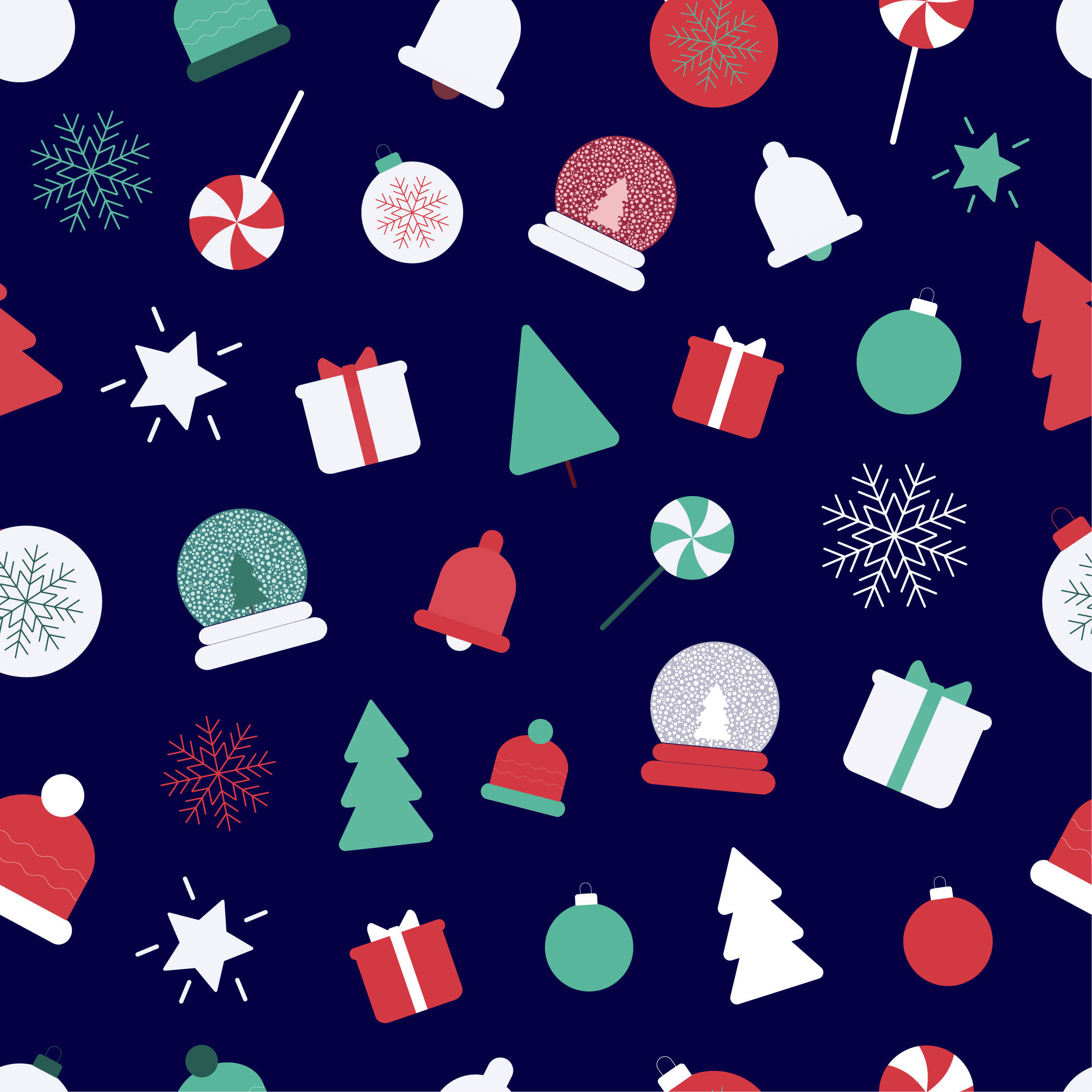 Christmas icons seamless repeating pattern By AyselZDesign