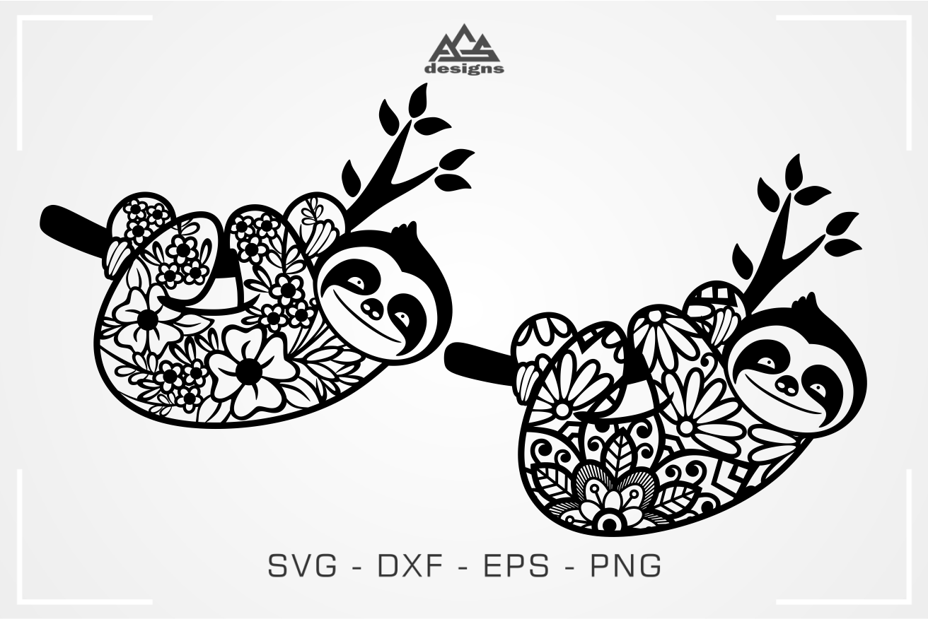 Download Sloth Floral Mandala Pattern Svg Design By Agsdesign Thehungryjpeg Com