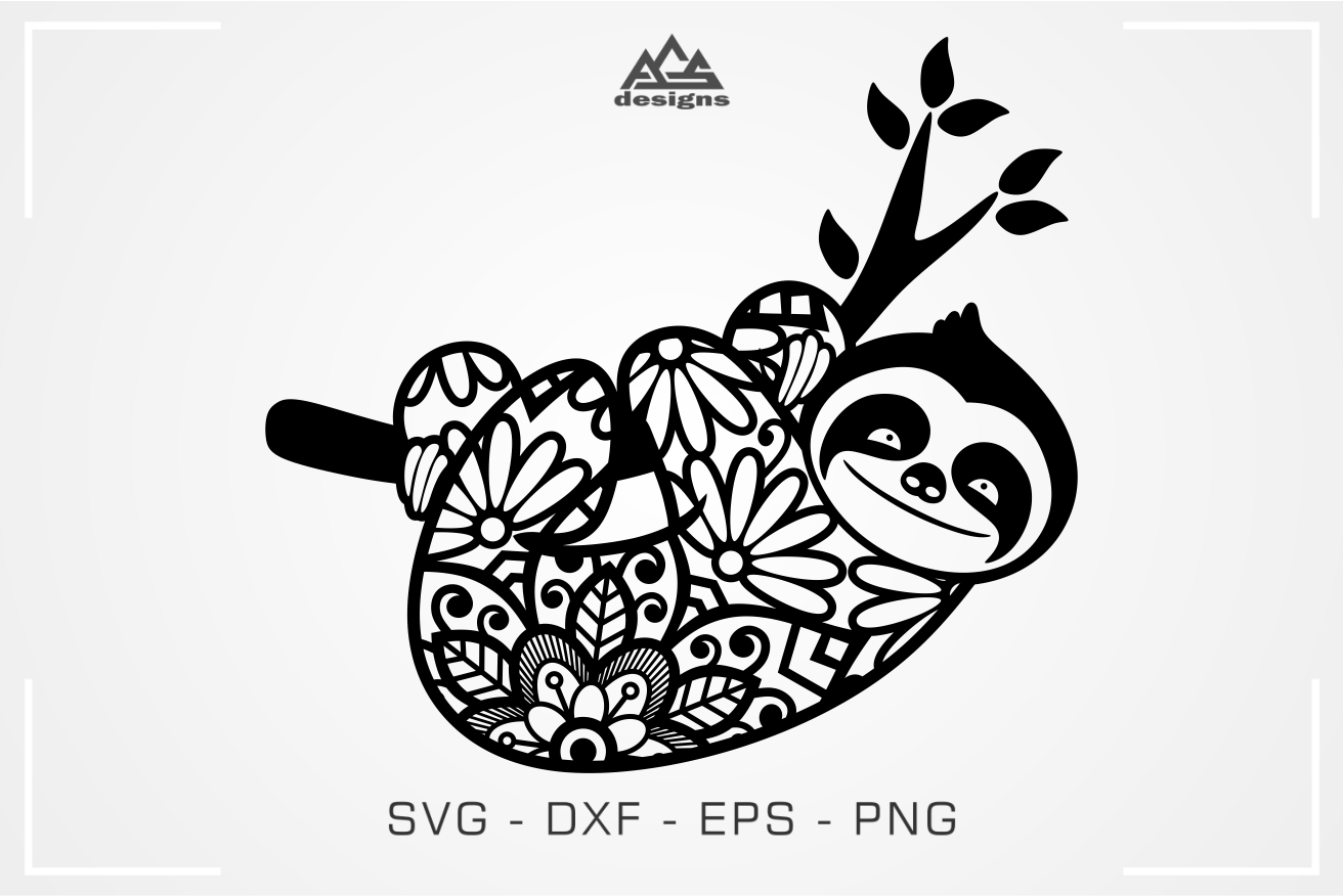 Download Sloth Floral Mandala Pattern Svg Design By Agsdesign Thehungryjpeg Com