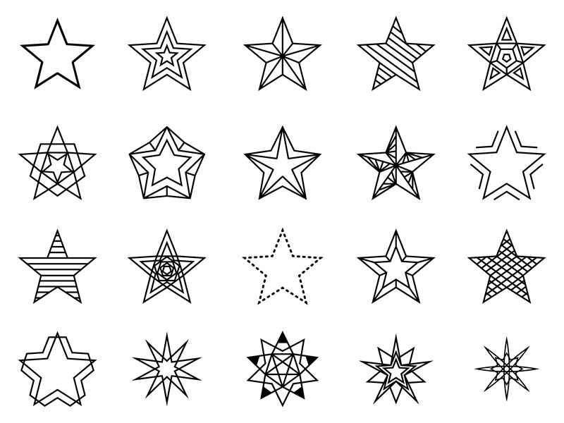 Linear stars vector set By SmartStartStocker | TheHungryJPEG