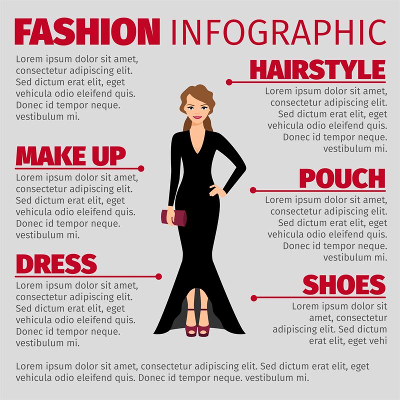 Woman in evening dress fashion infographic By SmartStartStocker ...