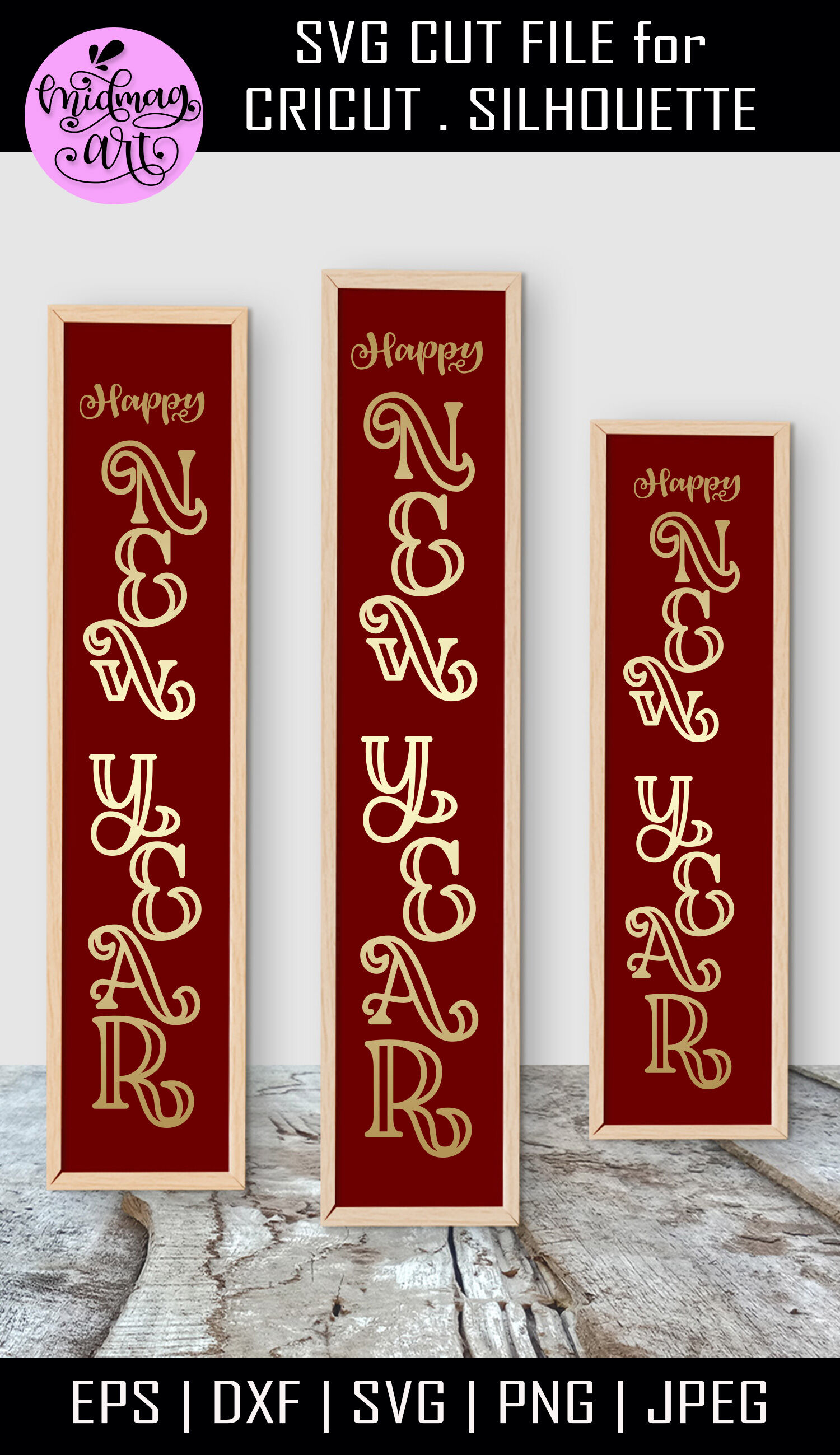 Happy new year porch sign svg, christmas porch sign svg By Midmagart