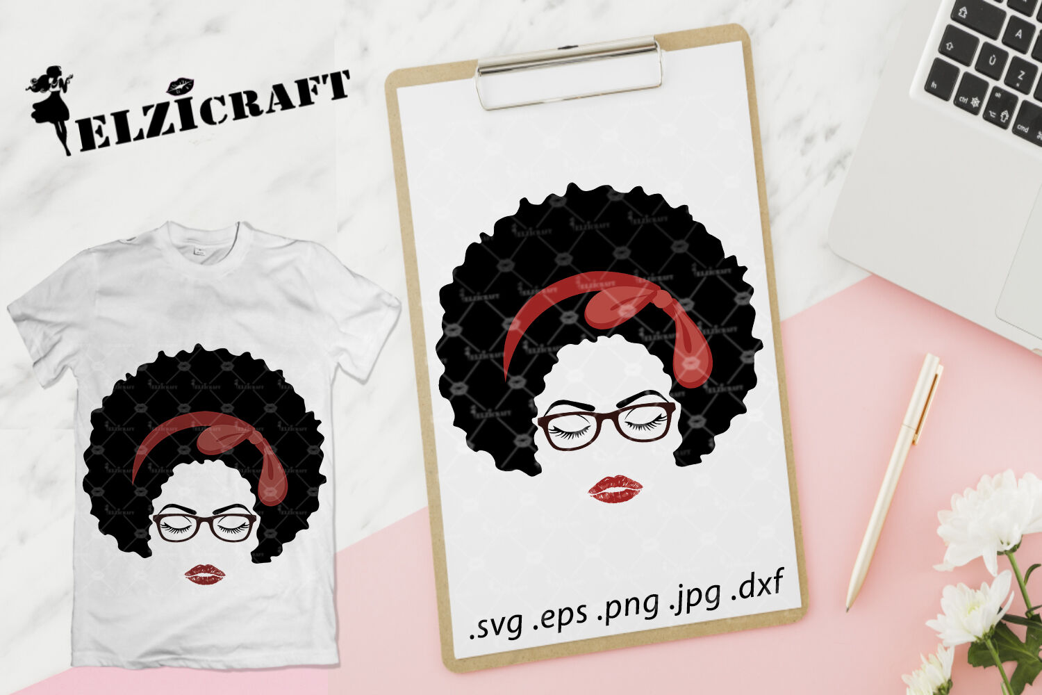 Afro Woman Face Afro Hair Makeup Lips Glasses Svg Cut File By Elzicraft Thehungryjpeg Com