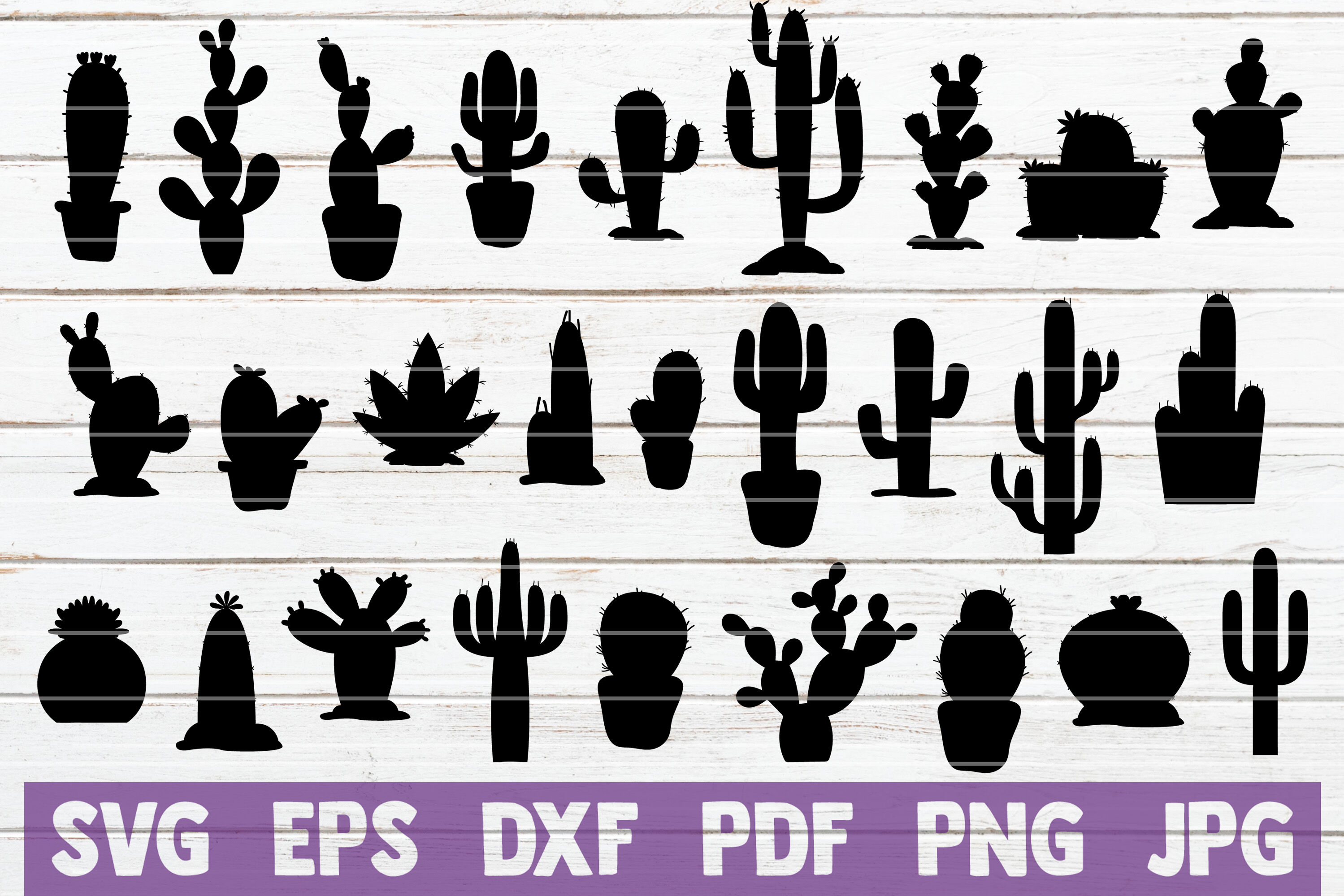 Cactus Silhouette Bundle Svg Cut Files By Mintymarshmallows Thehungryjpeg Com