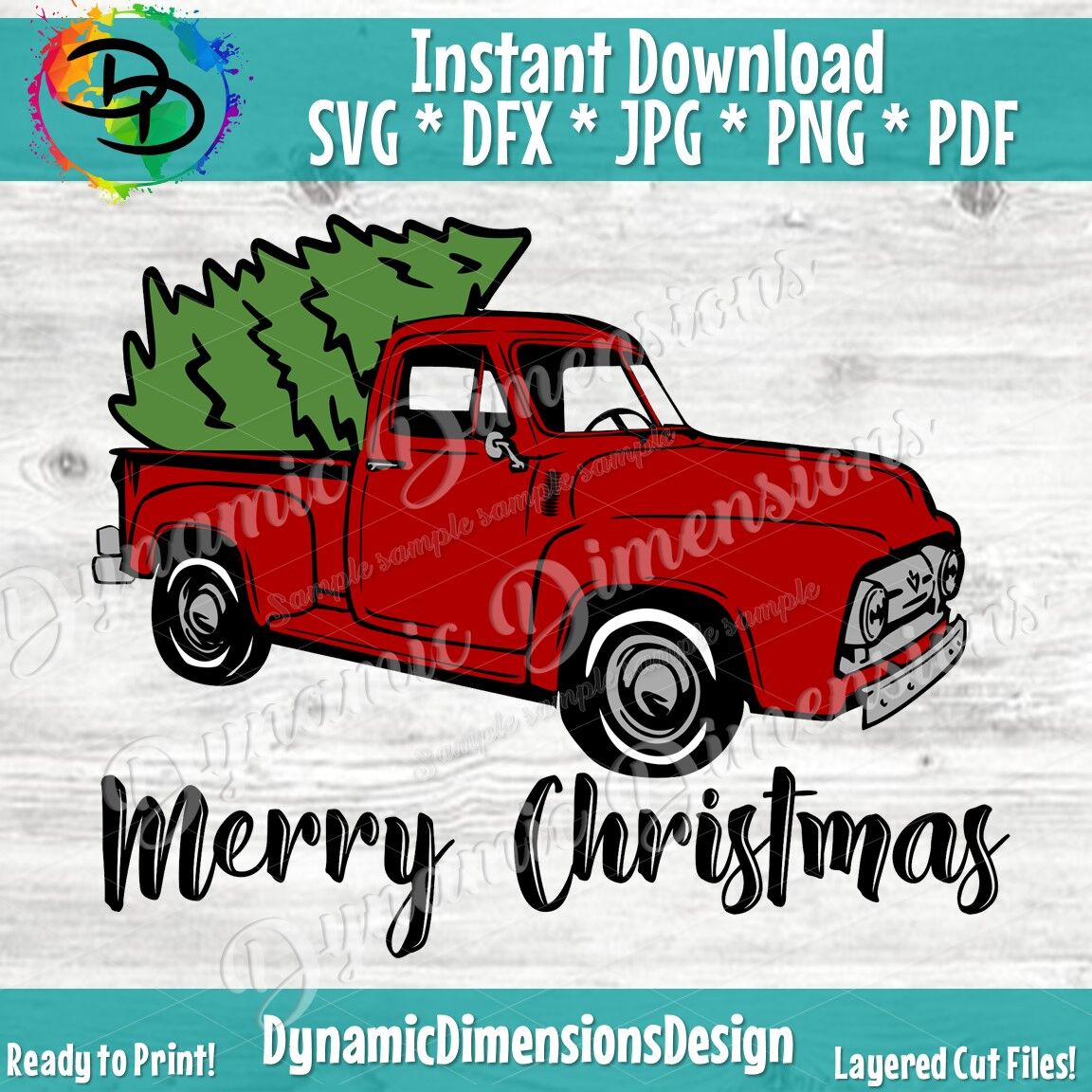 Red Truck Svg Png Dxf Merry Christmas Svg Christmas Tree Svg Chris By Dynamic Dimensions Thehungryjpeg Com