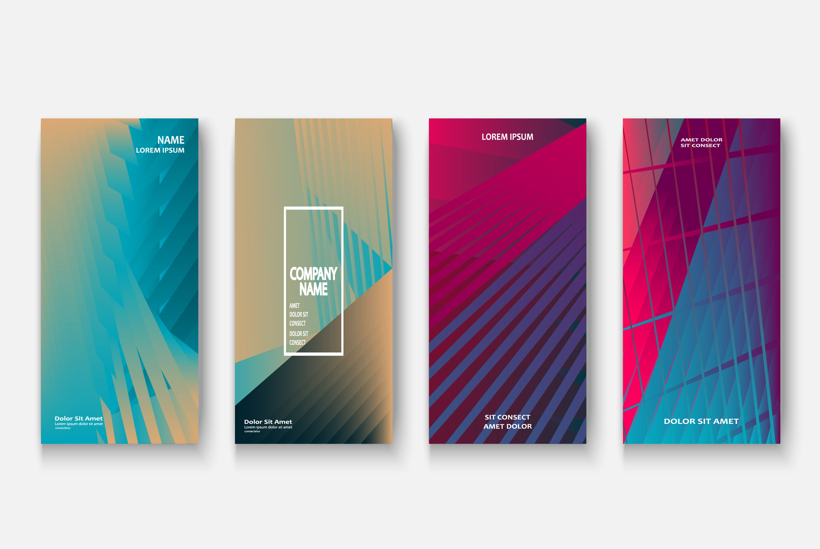 Modern business geometric neon colors template covers design By ...