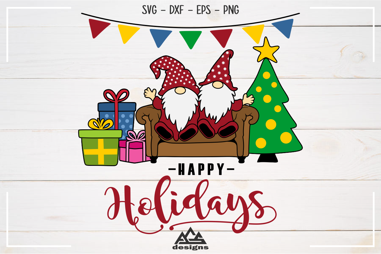Download Happy Holidays Gnome Christmas Svg Design By AgsDesign ...