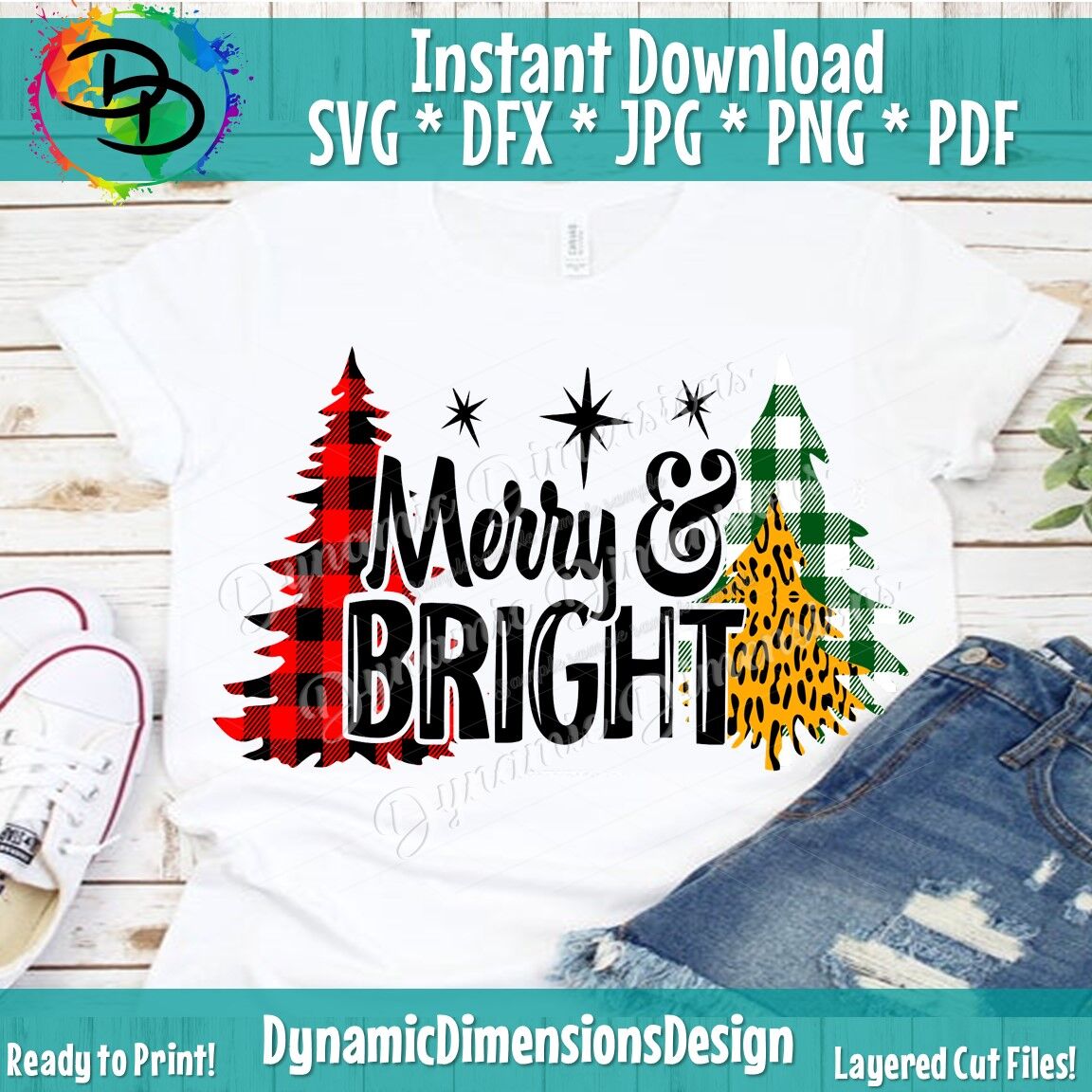 Christmas Svg Cut File Merry Bright Svg Buffalo Plaid Distressed By Dynamic Dimensions Thehungryjpeg Com