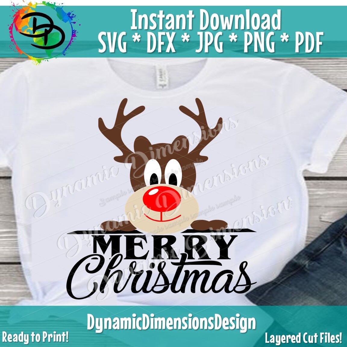 Reindeer Svg Peeking Reindeer Reindeer Svg Peeping Reindeer Merry By Dynamic Dimensions Thehungryjpeg Com